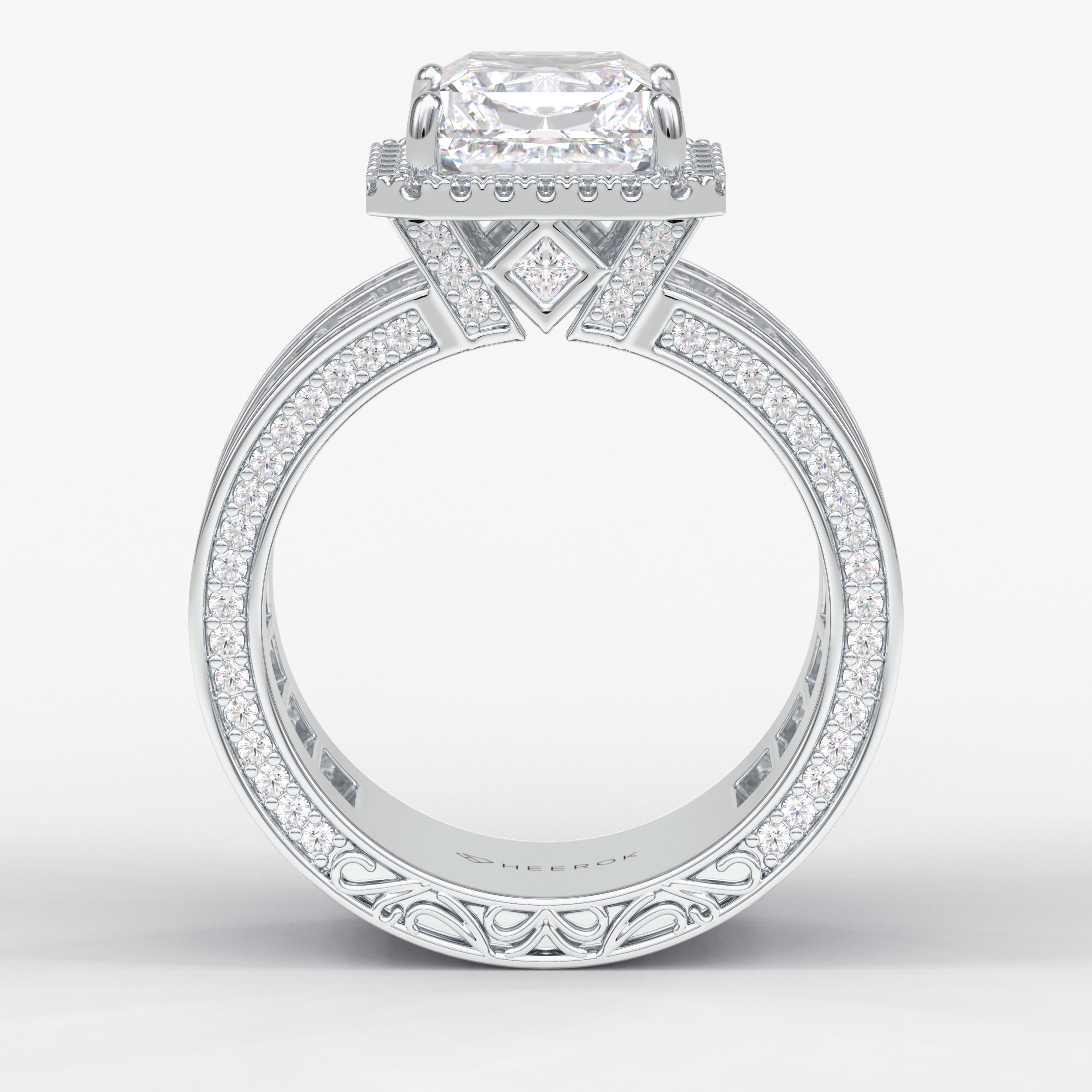 Regal Array 3.73 Carat Radiant VS1 Lab-Grown Bezel Engagement Ring in 18K Gold