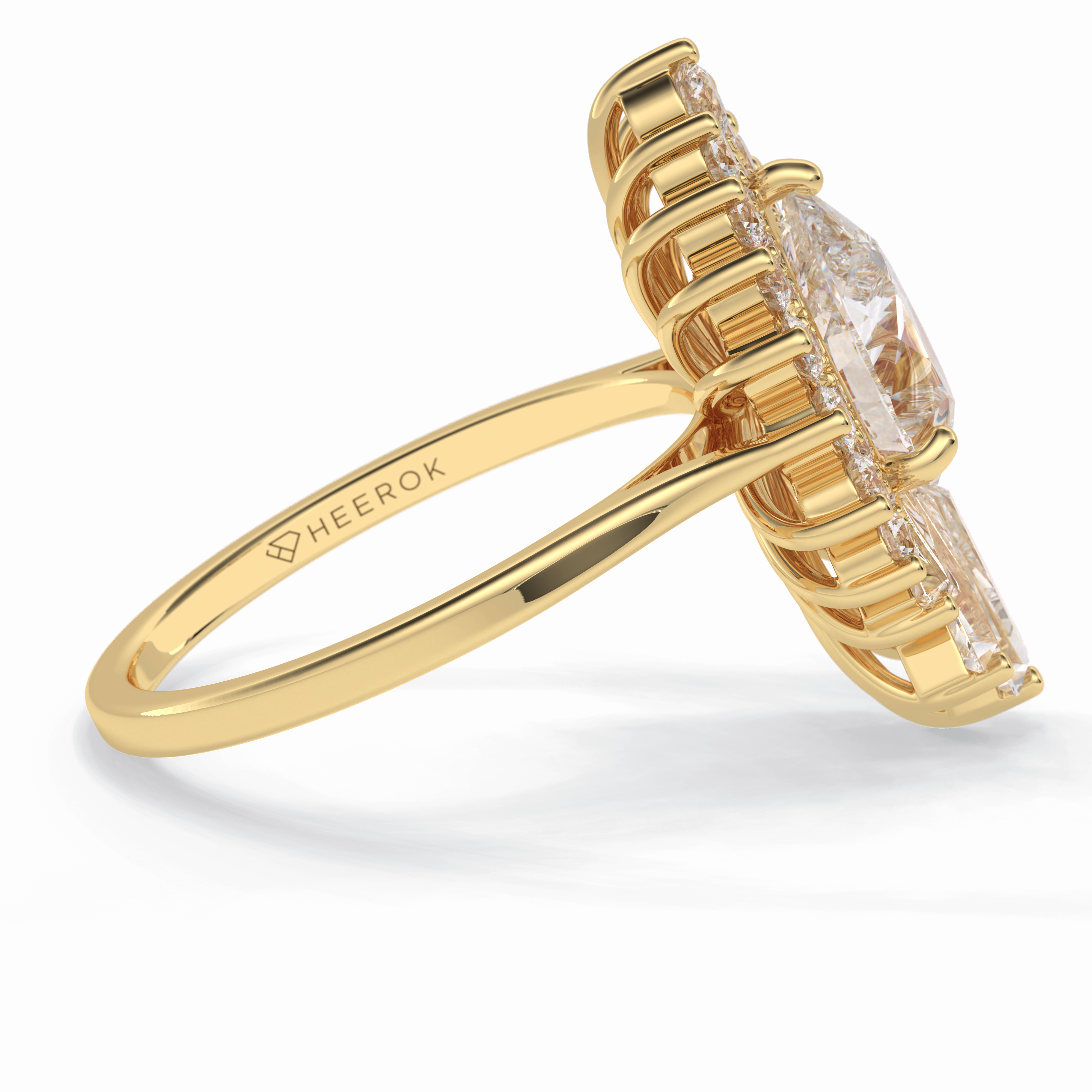 Sunburst Majesty 1.65 Carat Pear VS1 Lab-Grown Halo Engagement Ring in 18K Gold