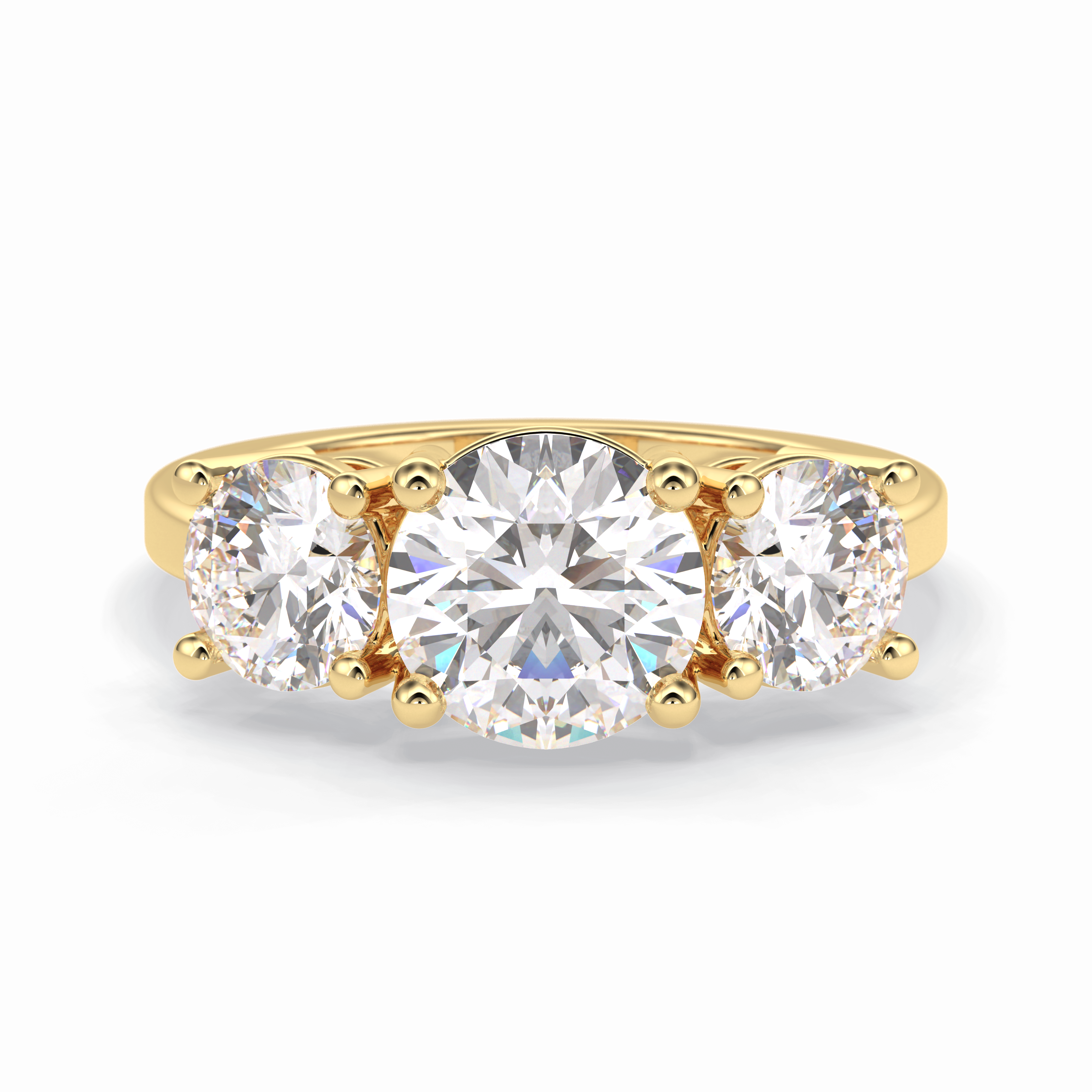 Trilogy Radiance 1.82 Carat Round VS1 Lab-Grown Three Stone Engagement Ring in 18K Gold