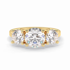 Trilogy Radiance 1.82 Carat Round VS1 Lab-Grown Three Stone Engagement Ring in 18K Gold