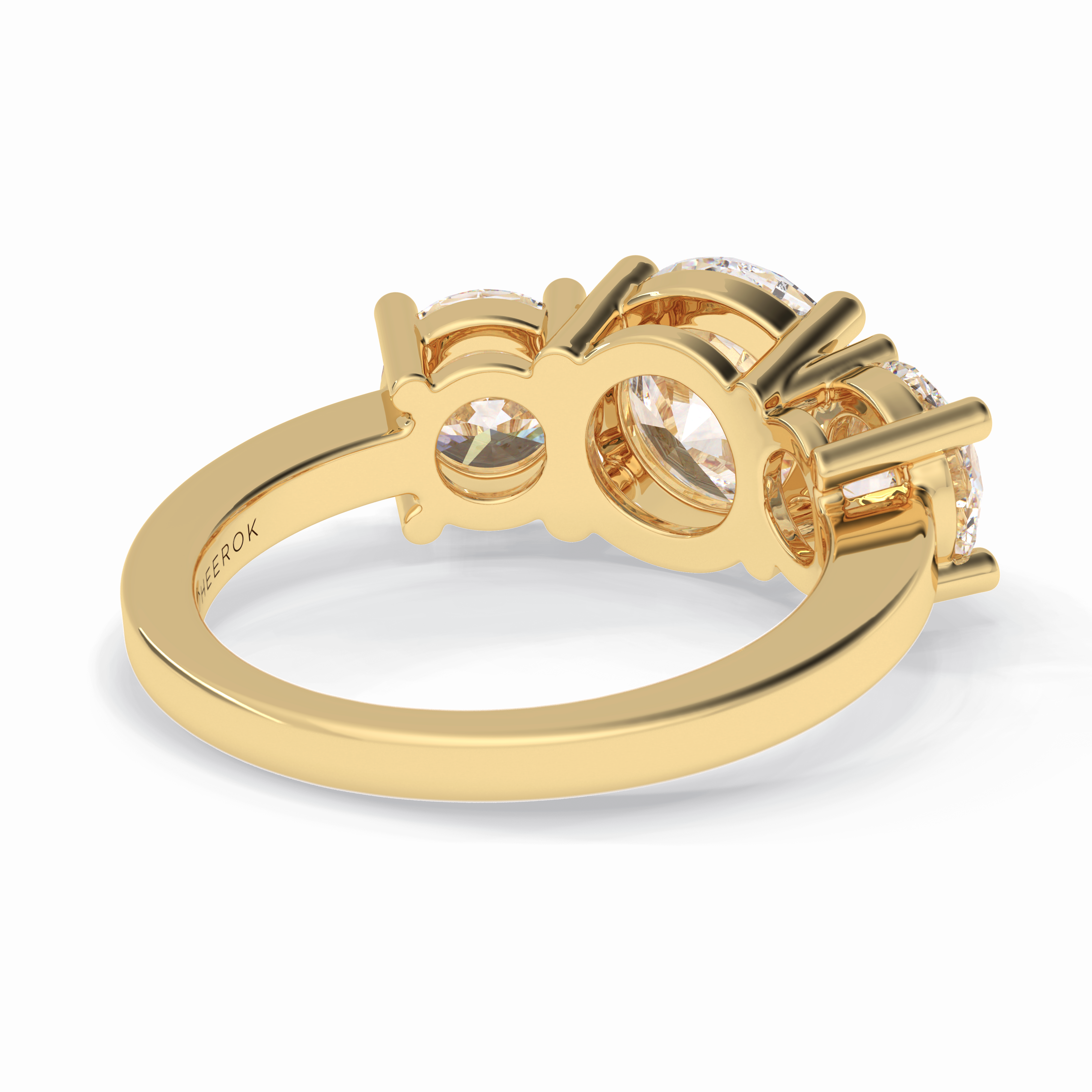 Trilogy Radiance 1.82 Carat Round VS1 Lab-Grown Three Stone Engagement Ring in 18K Gold