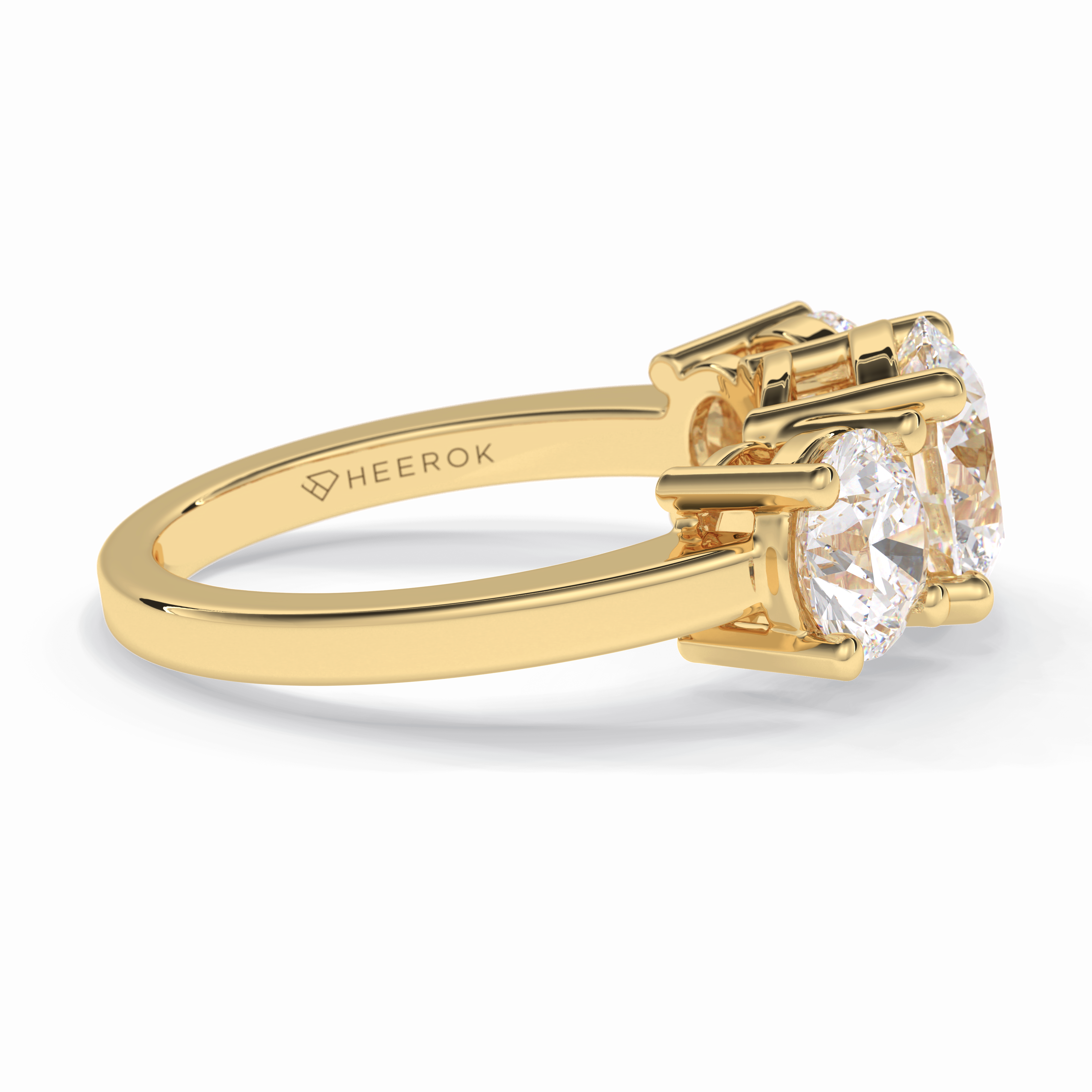 Trilogy Radiance 1.82 Carat Round VS1 Lab-Grown Three Stone Engagement Ring in 18K Gold