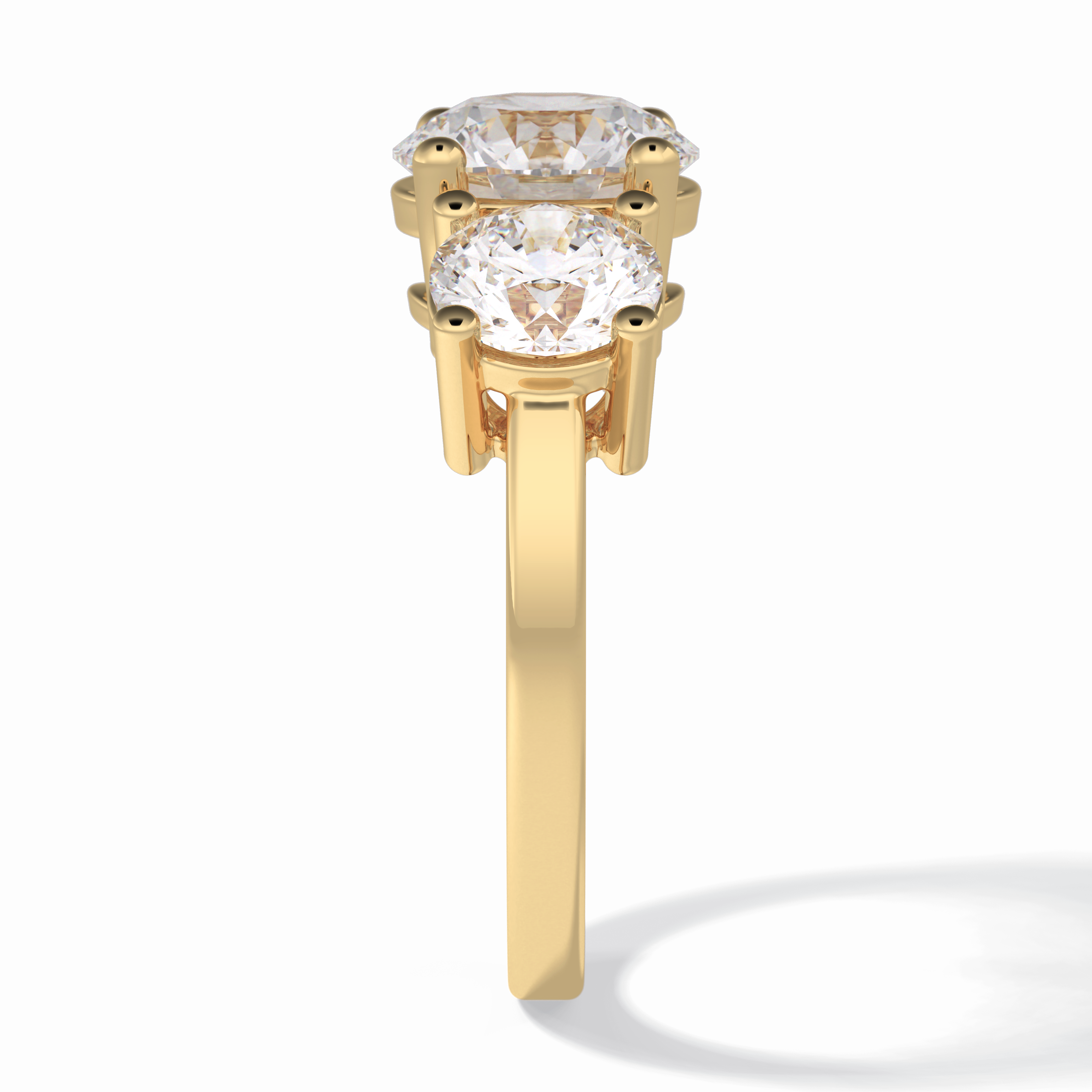 Trilogy Radiance 1.82 Carat Round VS1 Lab-Grown Three Stone Engagement Ring in 18K Gold