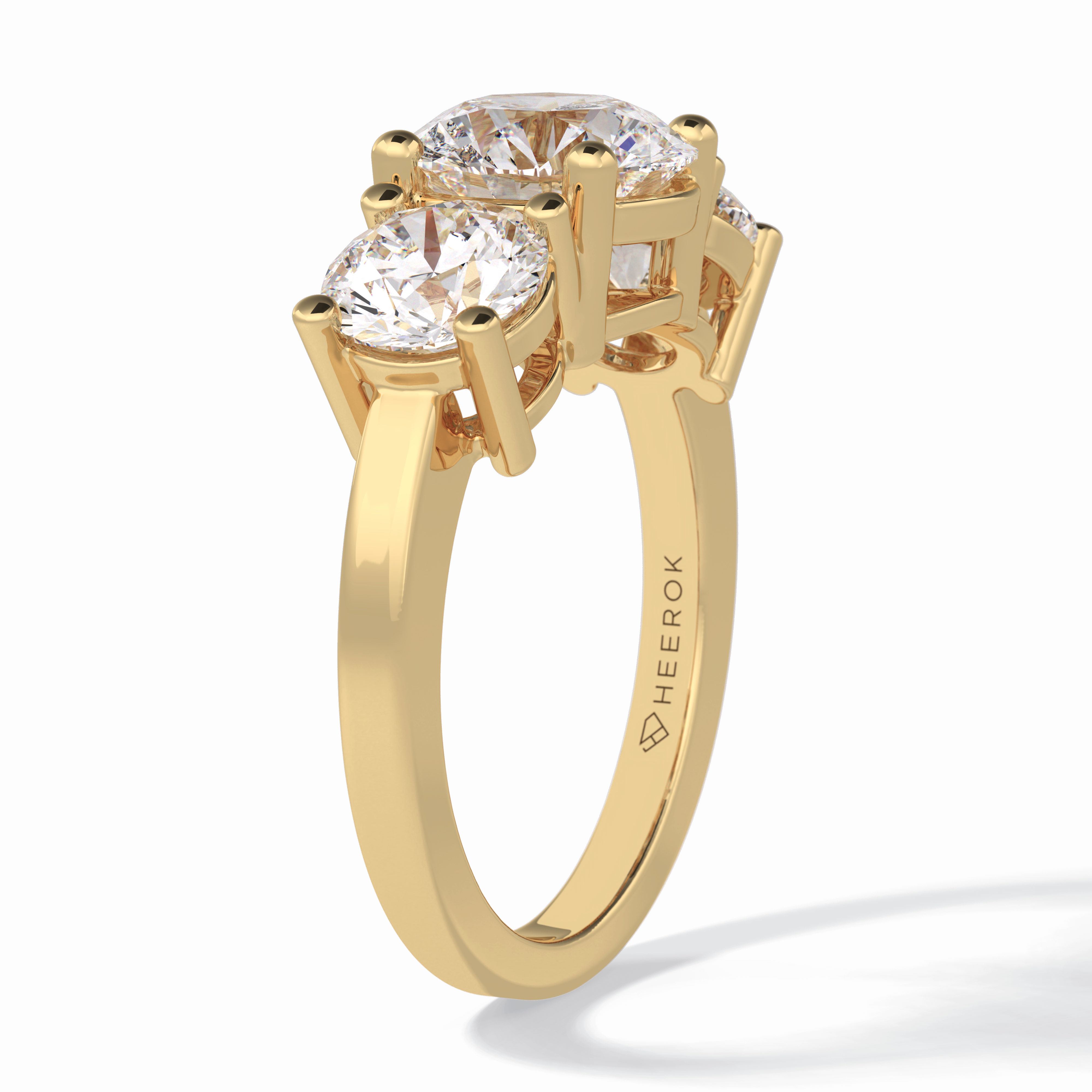 Trilogy Radiance 1.82 Carat Round VS1 Lab-Grown Three Stone Engagement Ring in 18K Gold