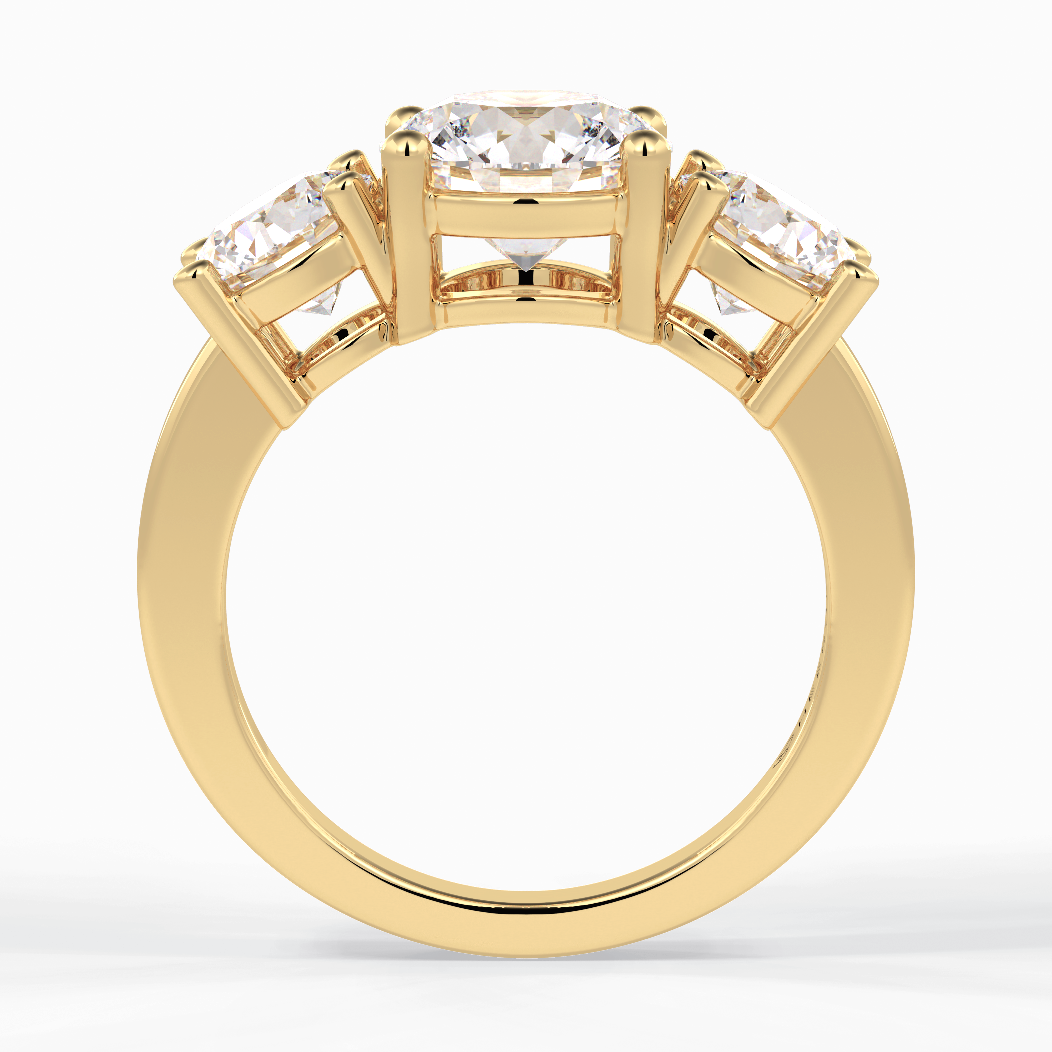 Trilogy Radiance 1.82 Carat Round VS1 Lab-Grown Three Stone Engagement Ring in 18K Gold