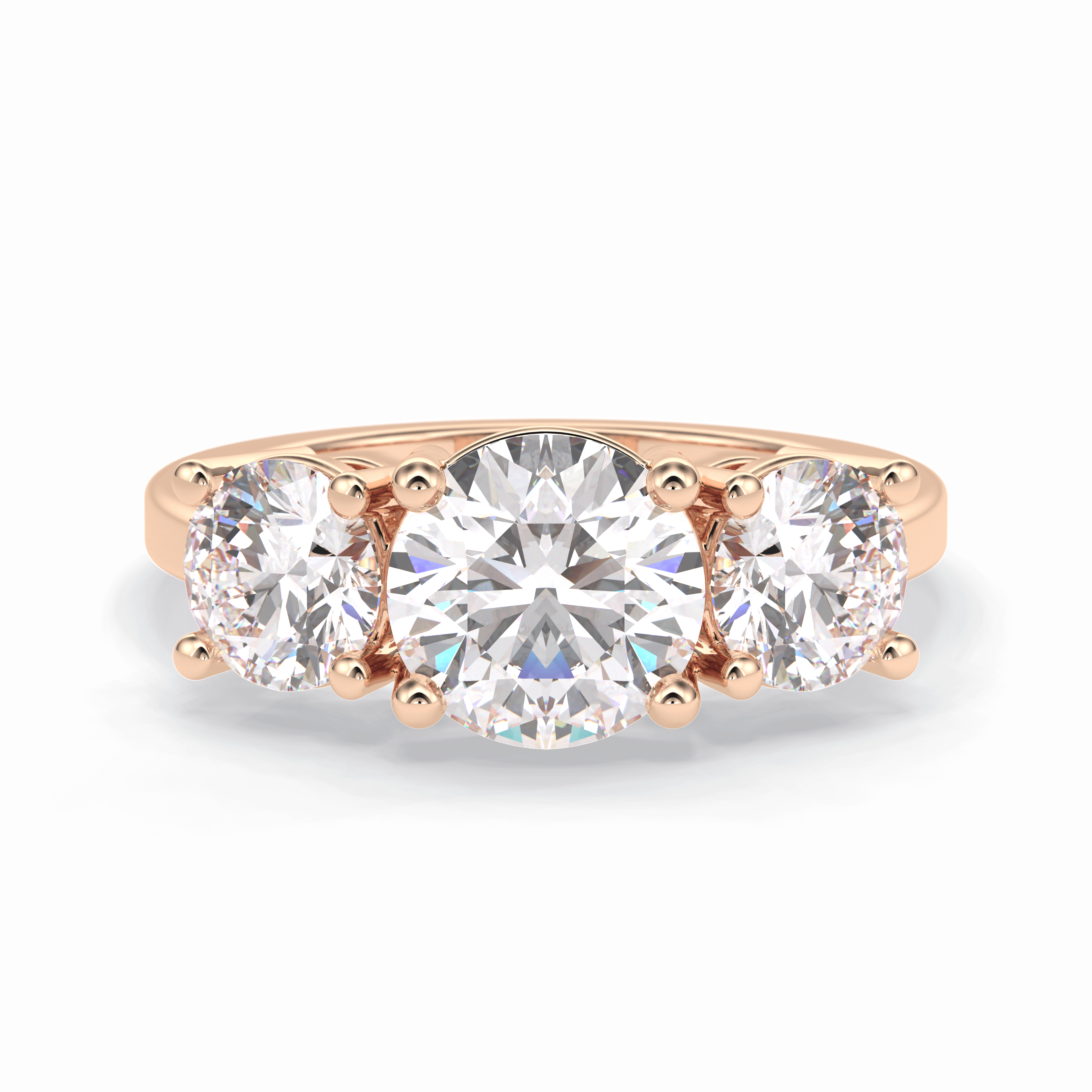 Trilogy Radiance 1.82 Carat Round VS1 Lab-Grown Three Stone Engagement Ring in 18K Gold