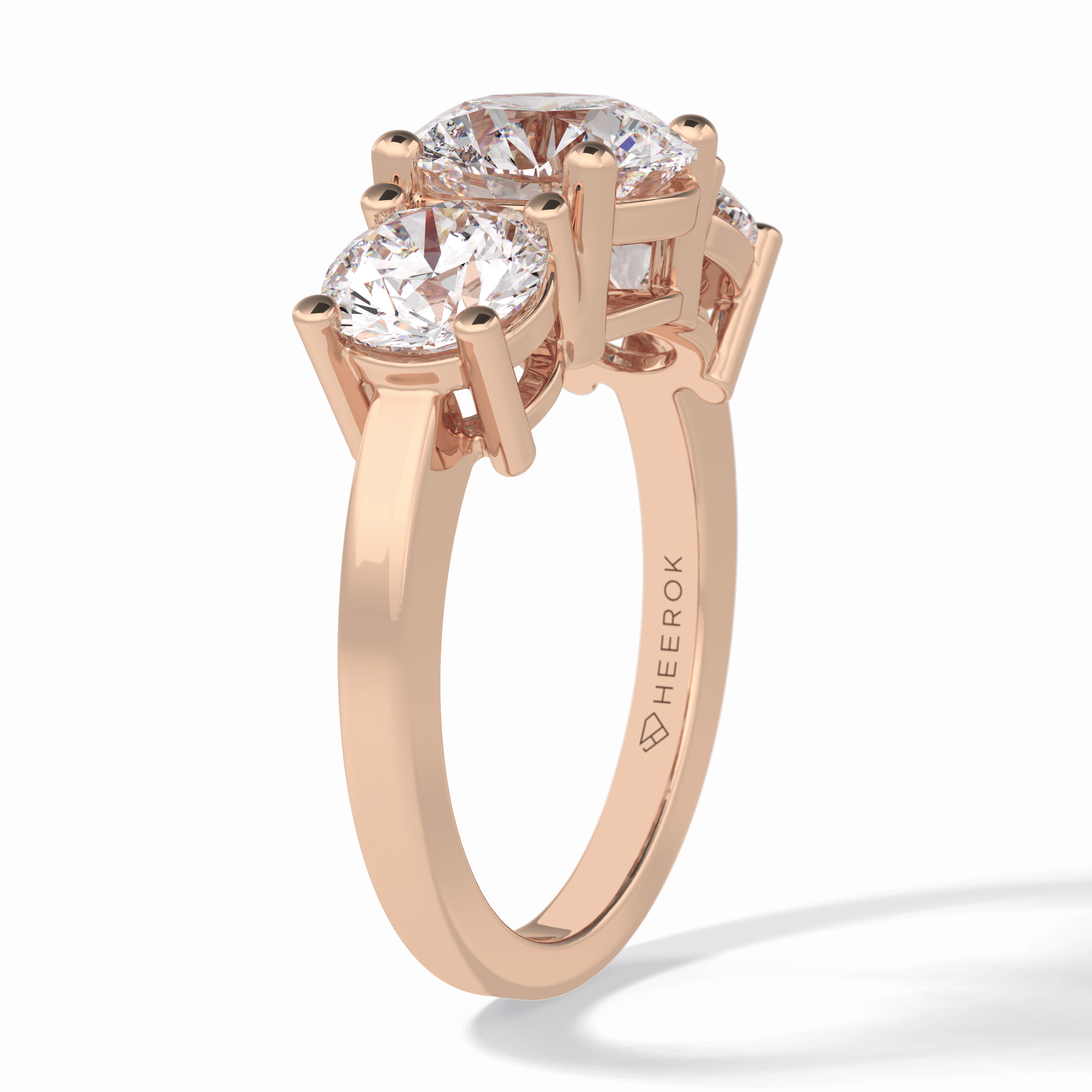 Trilogy Radiance 1.82 Carat Round VS1 Lab-Grown Three Stone Engagement Ring in 18K Gold