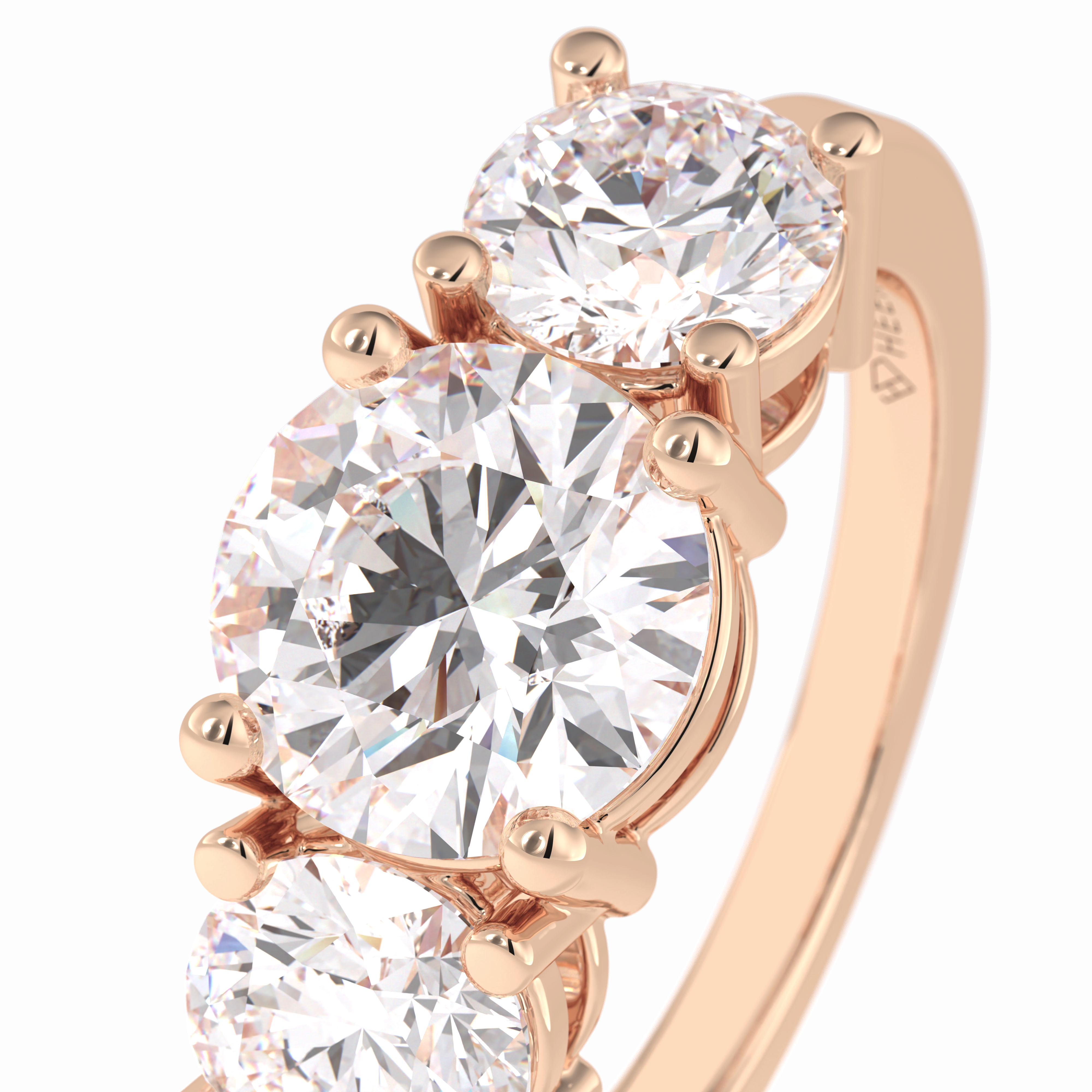 Trilogy Radiance 1.82 Carat Round VS1 Lab-Grown Three Stone Engagement Ring in 18K Gold