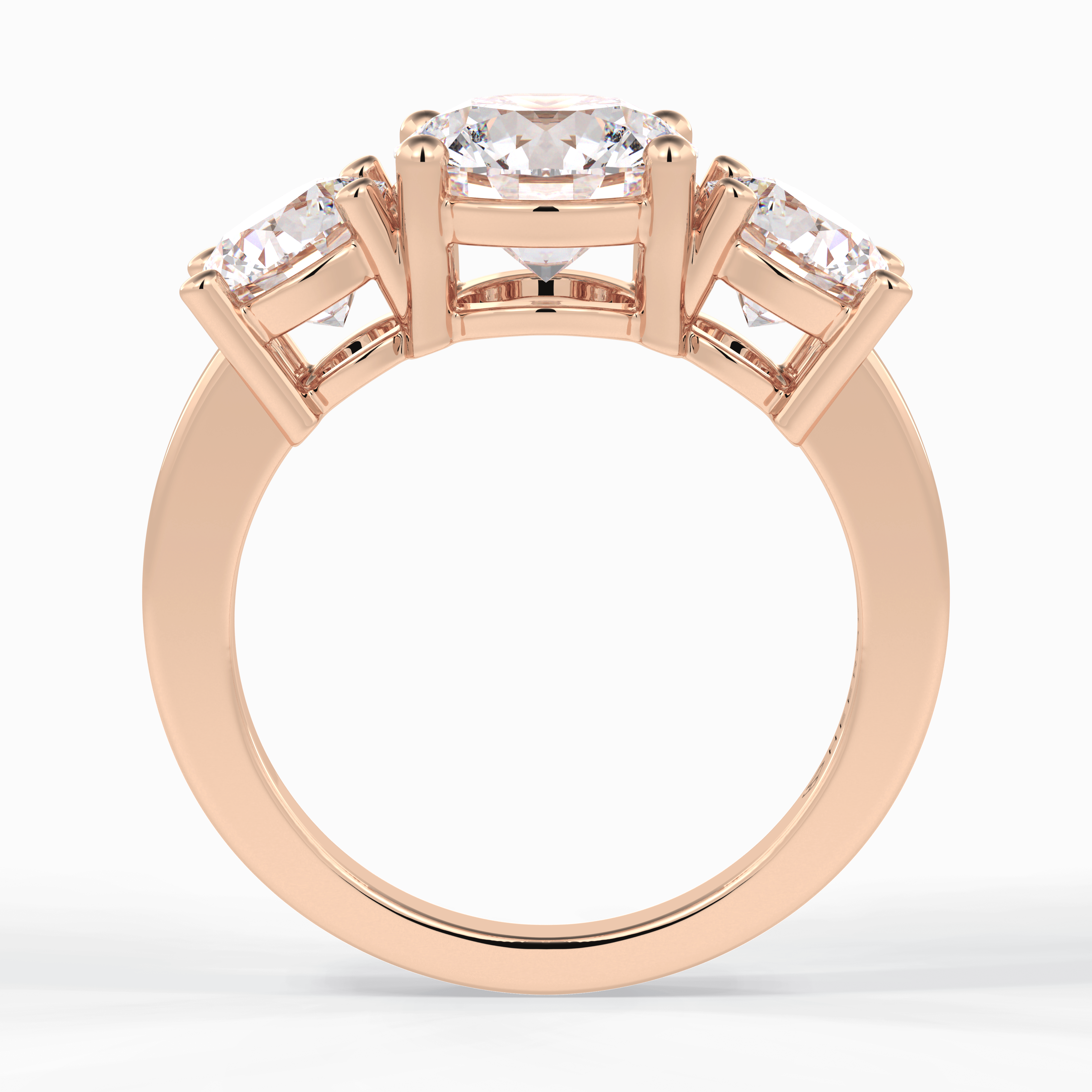 Trilogy Radiance 1.82 Carat Round VS1 Lab-Grown Three Stone Engagement Ring in 18K Gold