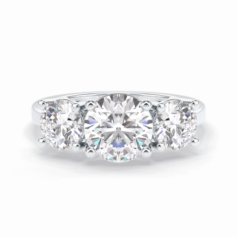 Trilogy Radiance 1.82 Carat Round VS1 Lab-Grown Three Stone Engagement Ring in 18K Gold