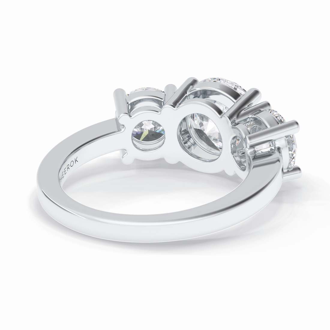 Trilogy Radiance 1.82 Carat Round VS1 Lab-Grown Three Stone Engagement Ring in 18K Gold