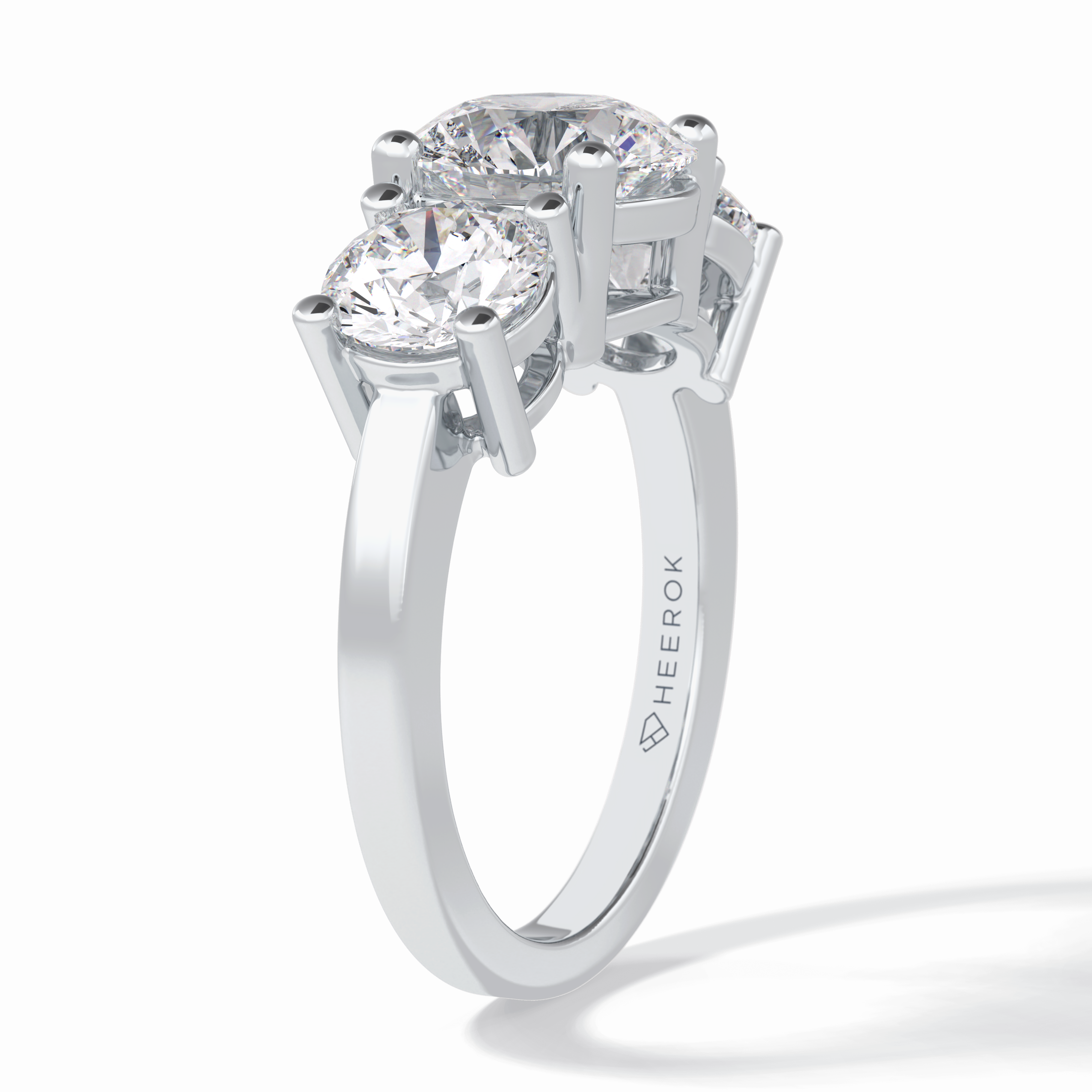 Trilogy Radiance 1.82 Carat Round VS1 Lab-Grown Three Stone Engagement Ring in 18K Gold