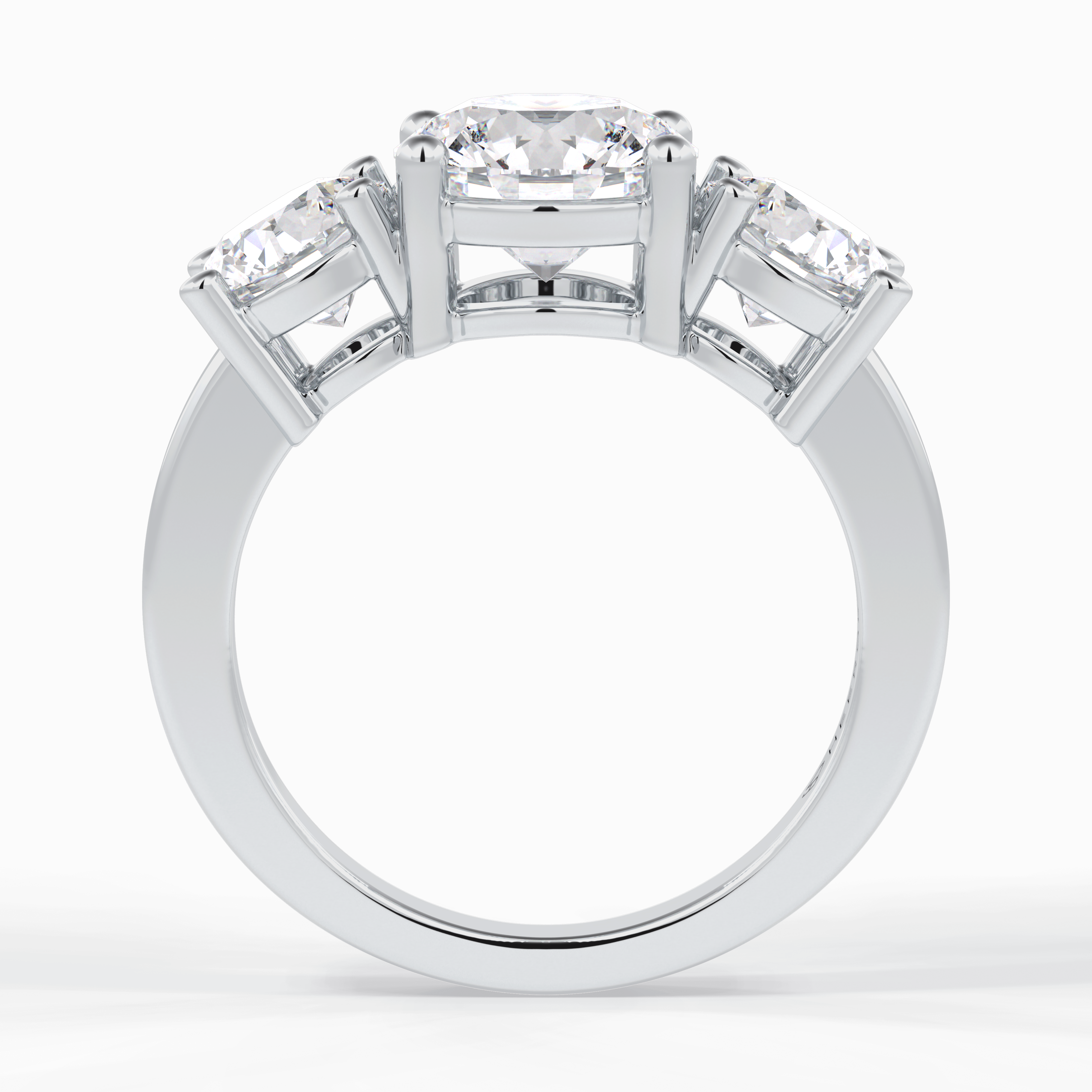 Trilogy Radiance 1.82 Carat Round VS1 Lab-Grown Three Stone Engagement Ring in 18K Gold