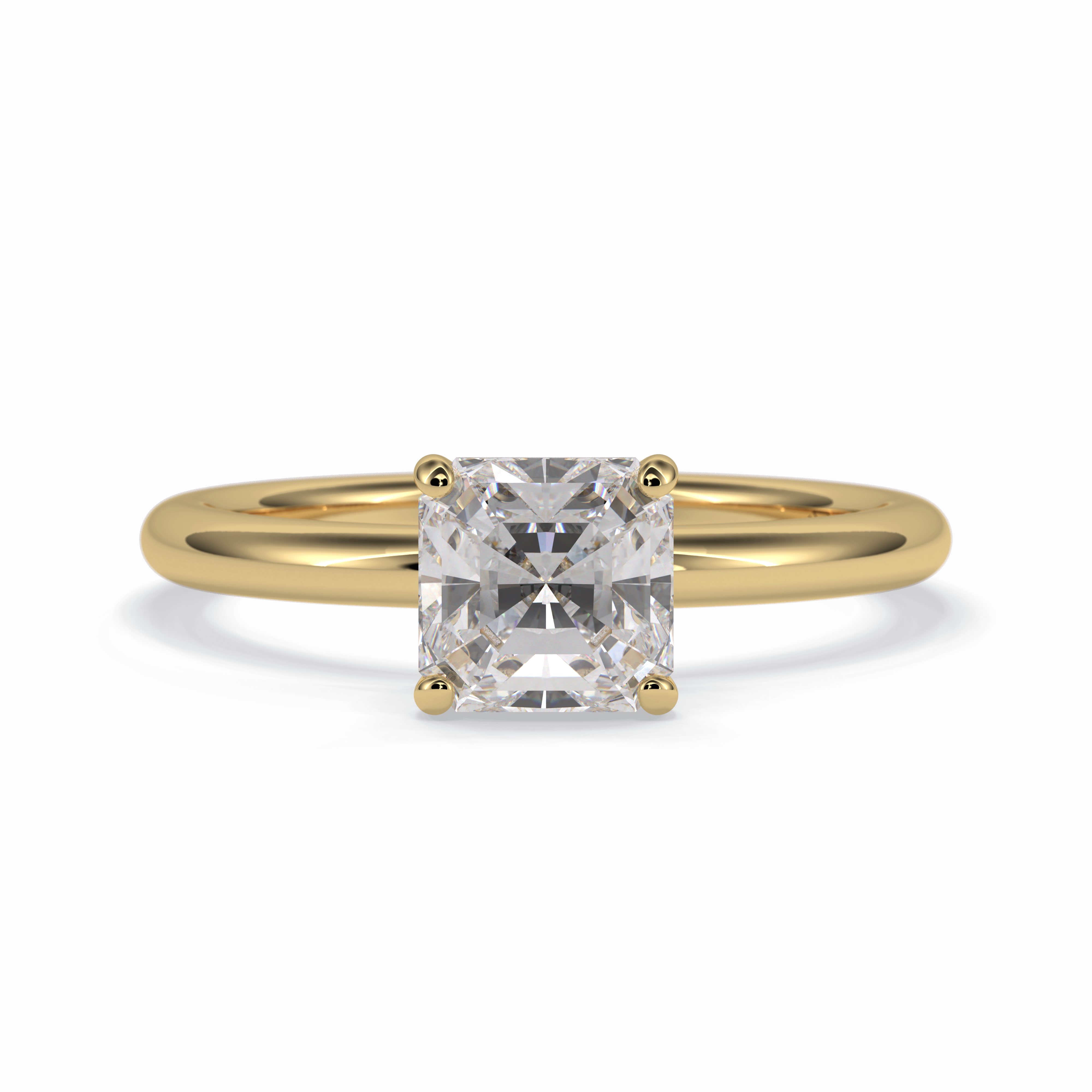 Lustrous Vertex 2.00 Carat Asscher VS1 Lab-Grown Solitaire Engagement Ring in 18K Gold