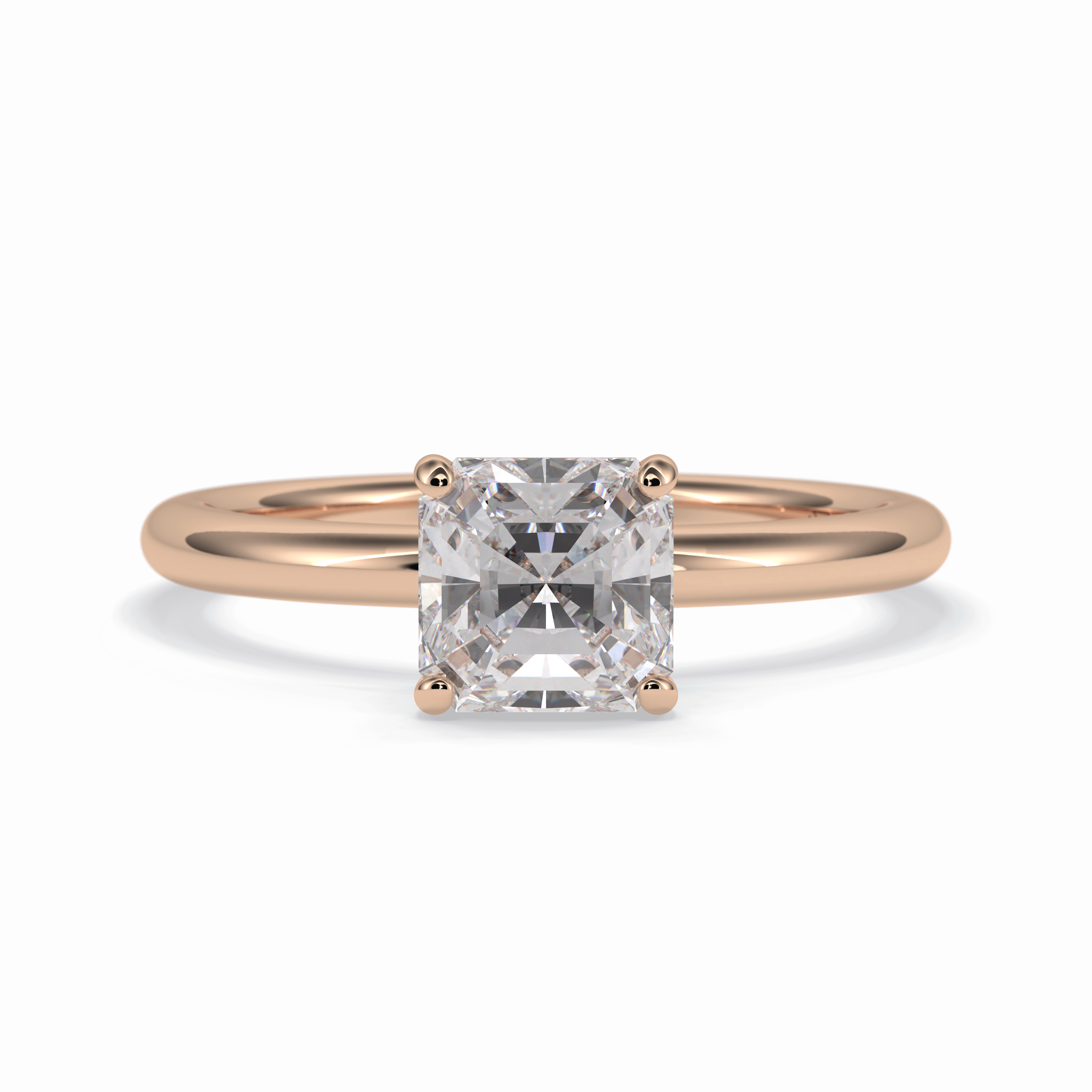 Lustrous Vertex 2.00 Carat Asscher VS1 Lab-Grown Solitaire Engagement Ring in 18K Gold