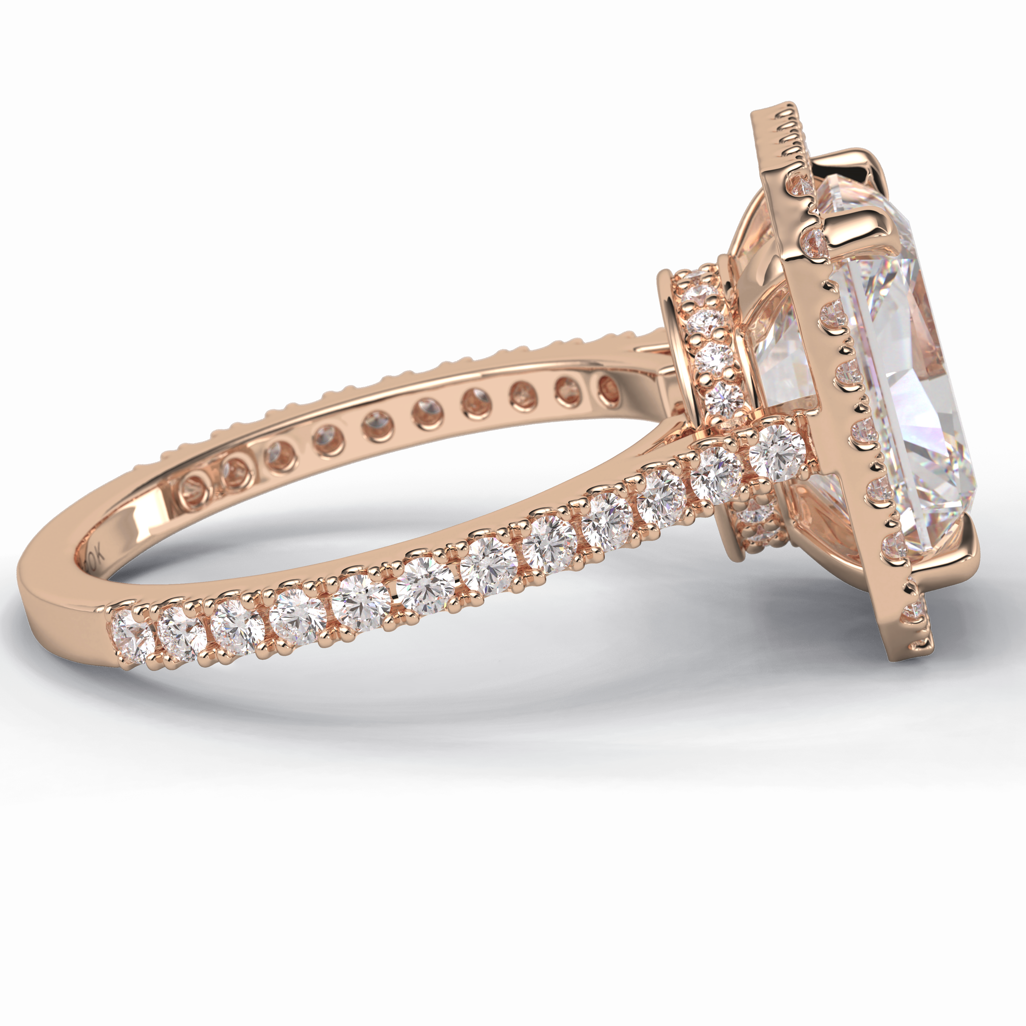 Grand Regent 4.51 Carat Radiant VS1 Lab-Grown Halo Engagement Ring in 18K Gold