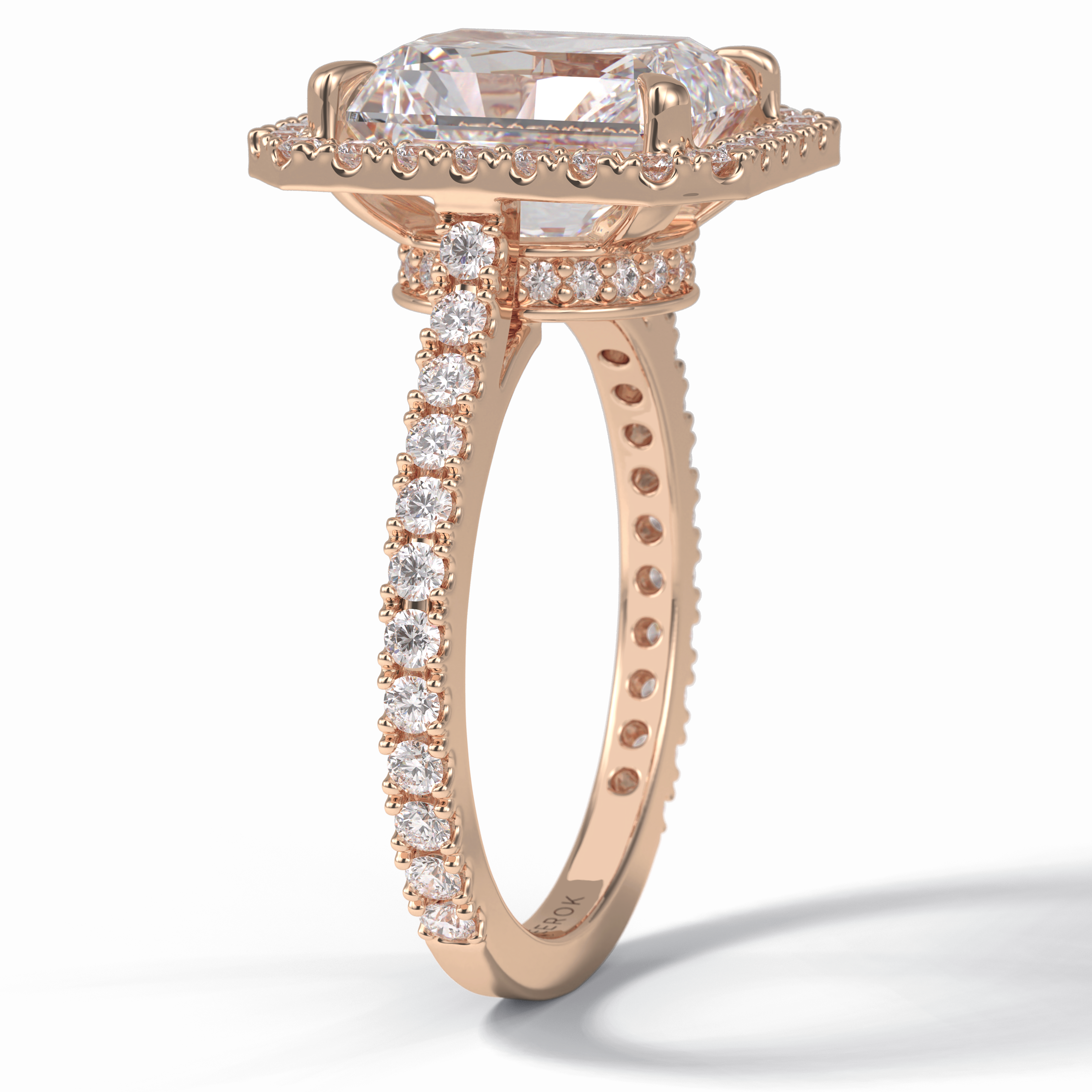 Grand Regent 4.51 Carat Radiant VS1 Lab-Grown Halo Engagement Ring in 18K Gold