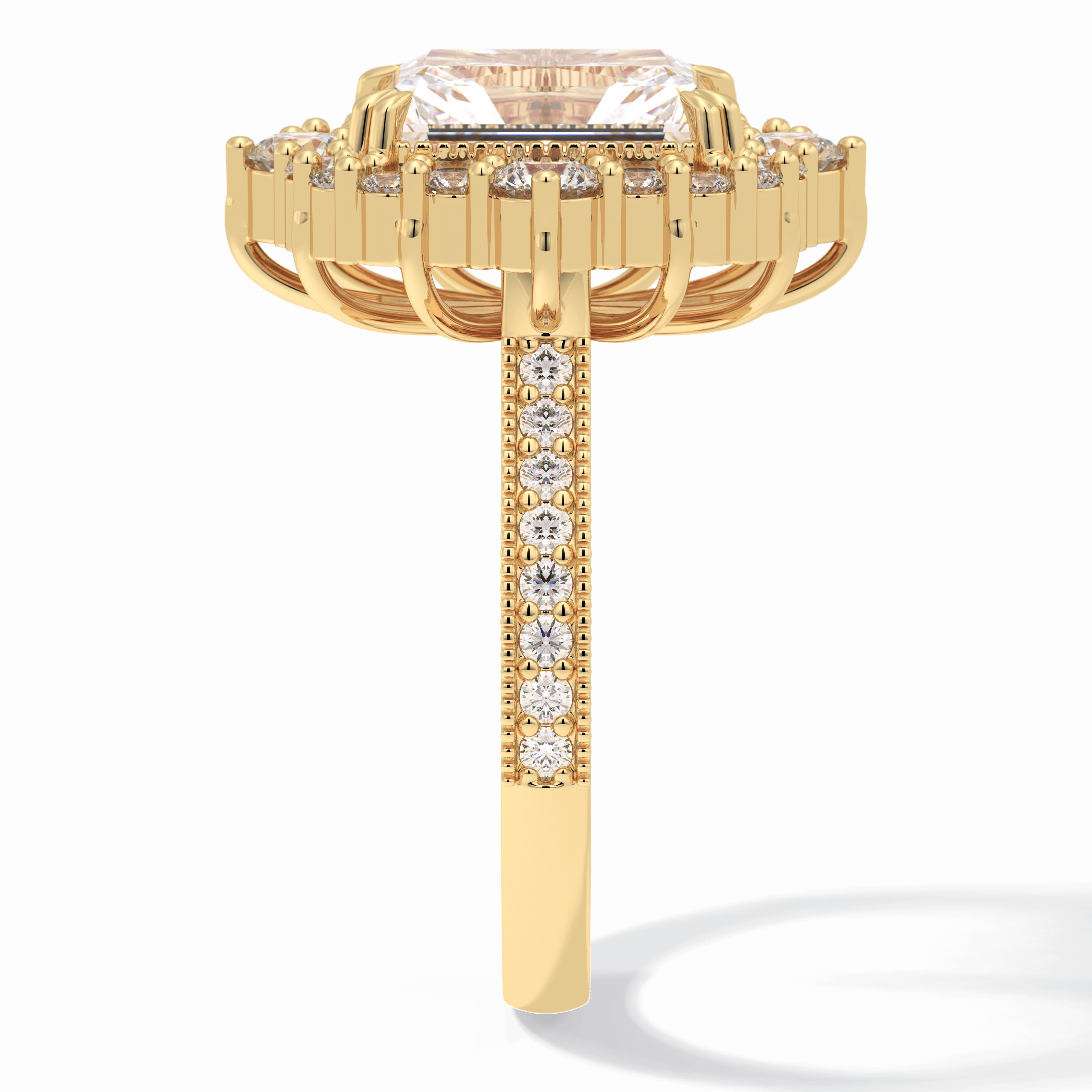 Lumina Crest 3.74 Carat Radiant VS1 Lab-Grown Halo Engagement Ring in 18K Gold