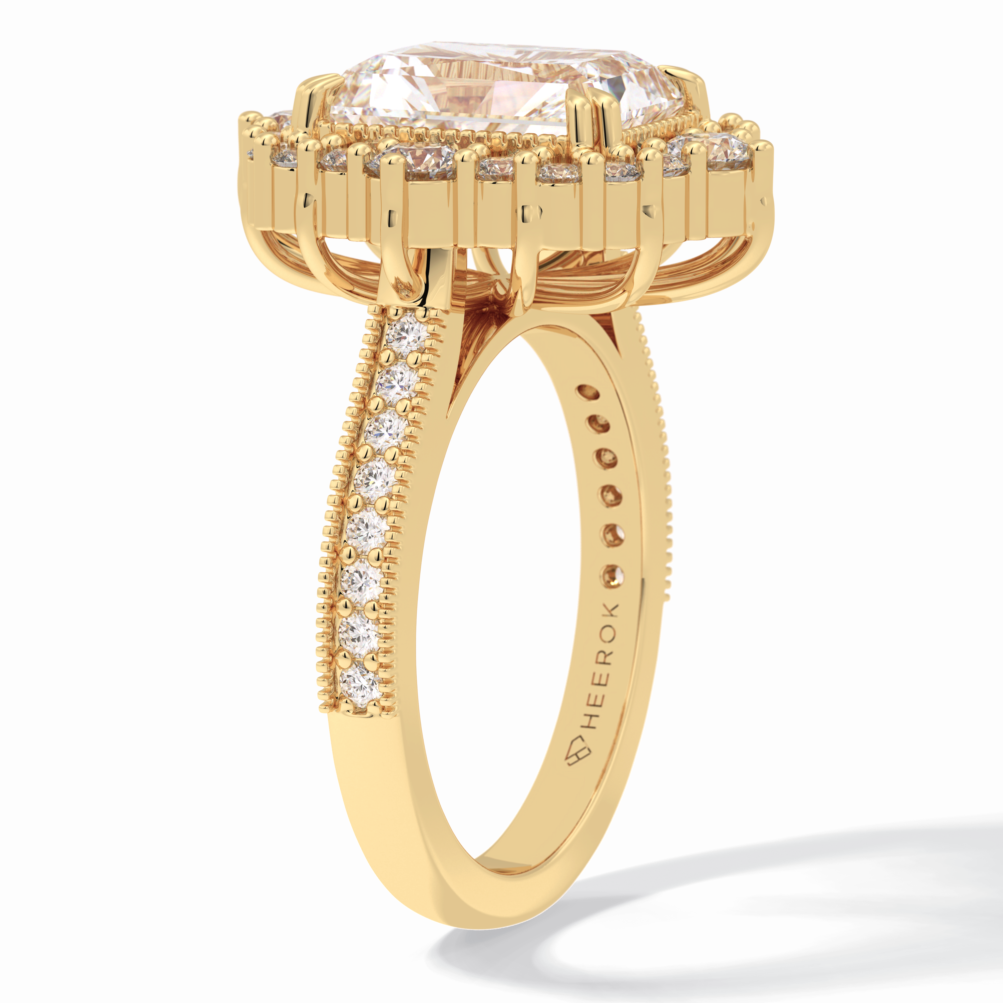 Lumina Crest 3.74 Carat Radiant VS1 Lab-Grown Halo Engagement Ring in 18K Gold