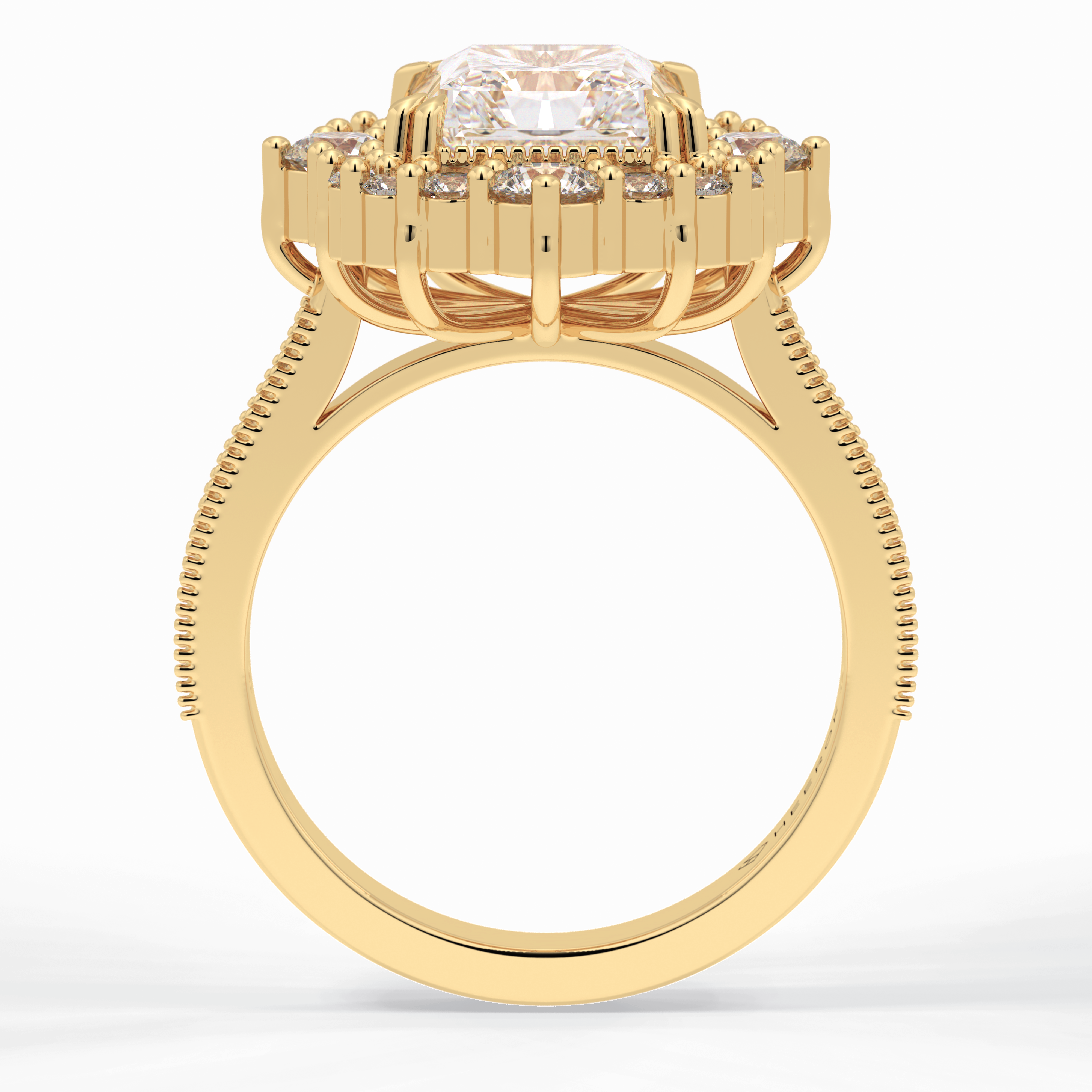 Lumina Crest 3.74 Carat Radiant VS1 Lab-Grown Halo Engagement Ring in 18K Gold