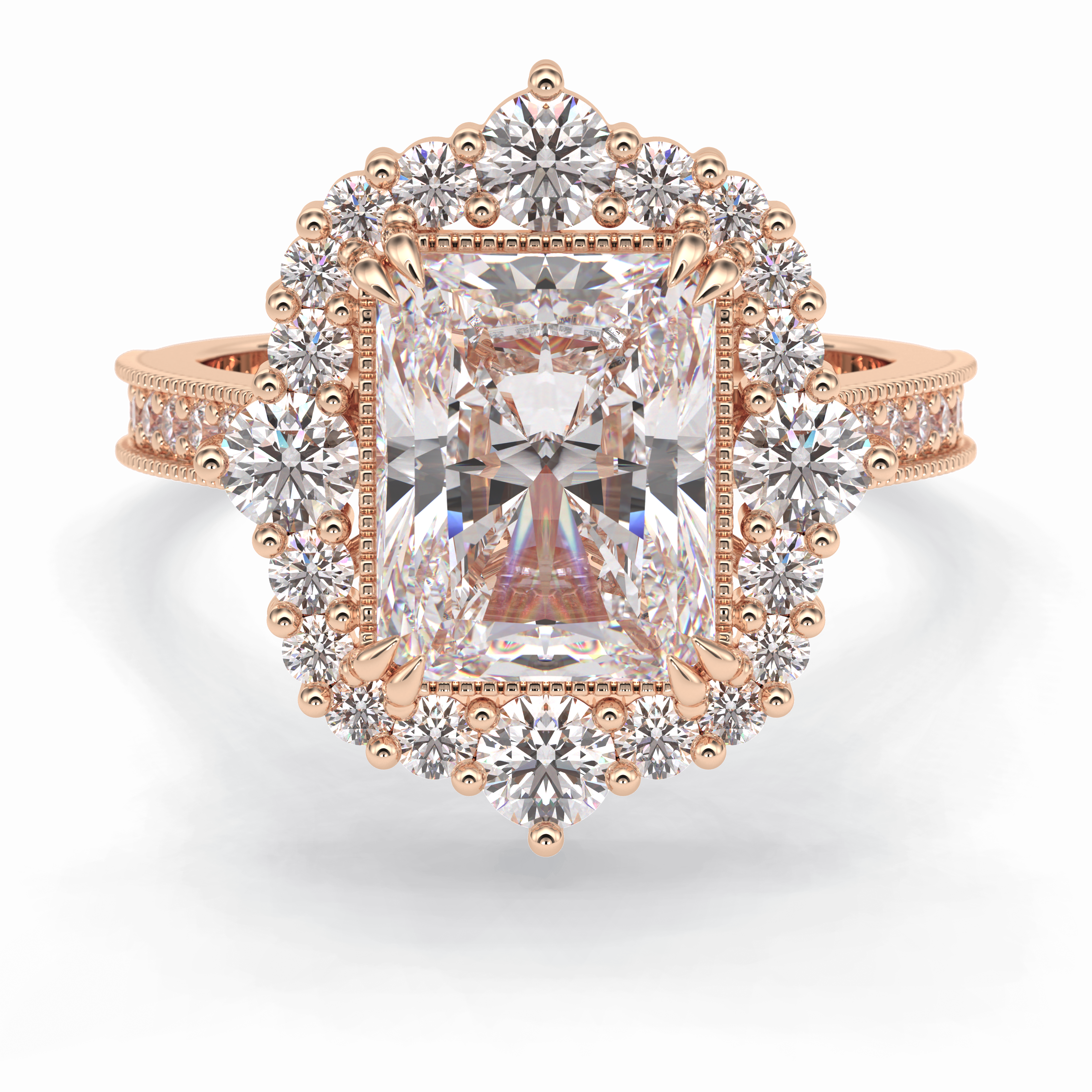 Lumina Crest 3.74 Carat Radiant VS1 Lab-Grown Halo Engagement Ring in 18K Gold