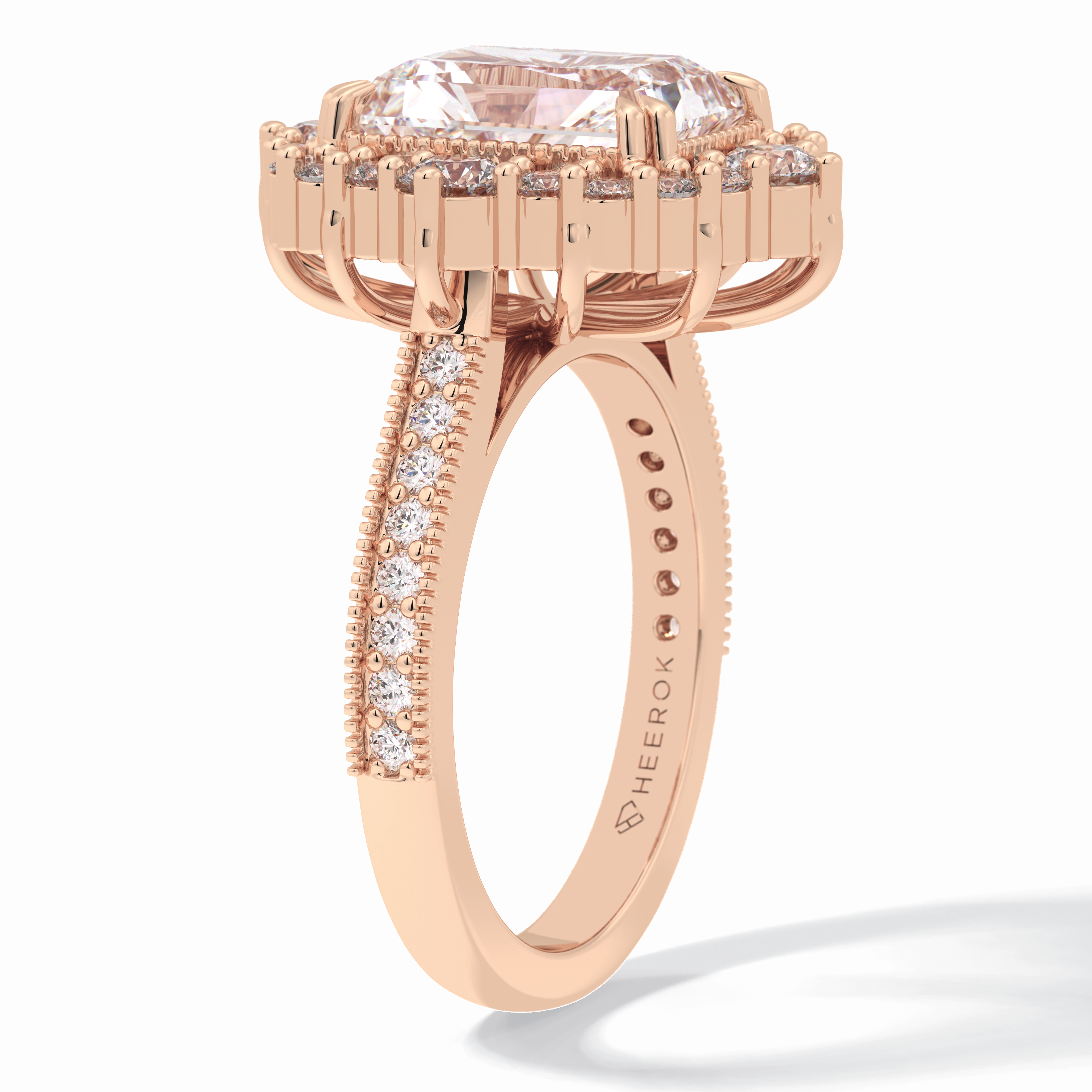 Lumina Crest 3.74 Carat Radiant VS1 Lab-Grown Halo Engagement Ring in 18K Gold