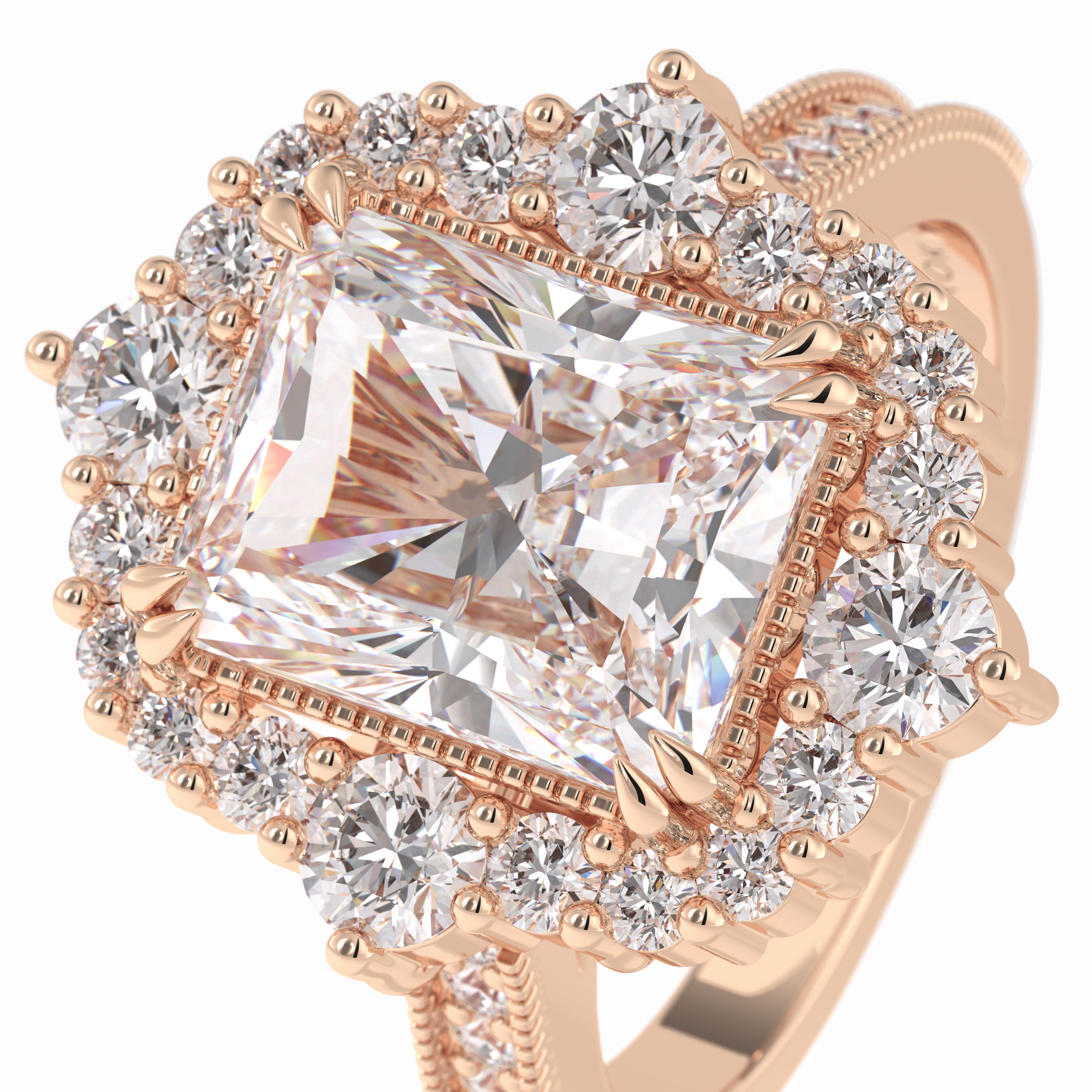 Lumina Crest 3.74 Carat Radiant VS1 Lab-Grown Halo Engagement Ring in 18K Gold