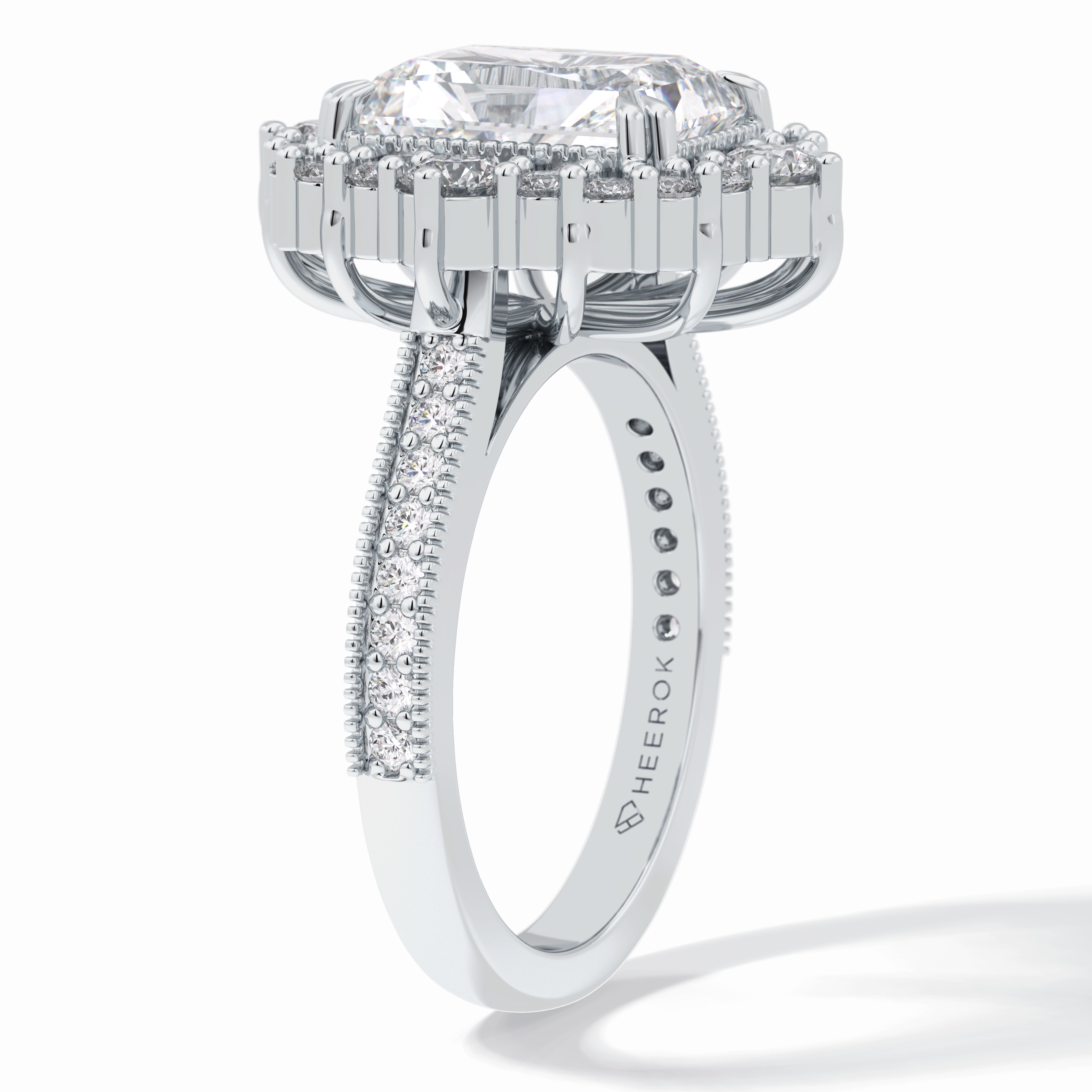 Lumina Crest 3.74 Carat Radiant VS1 Lab-Grown Halo Engagement Ring in 18K Gold