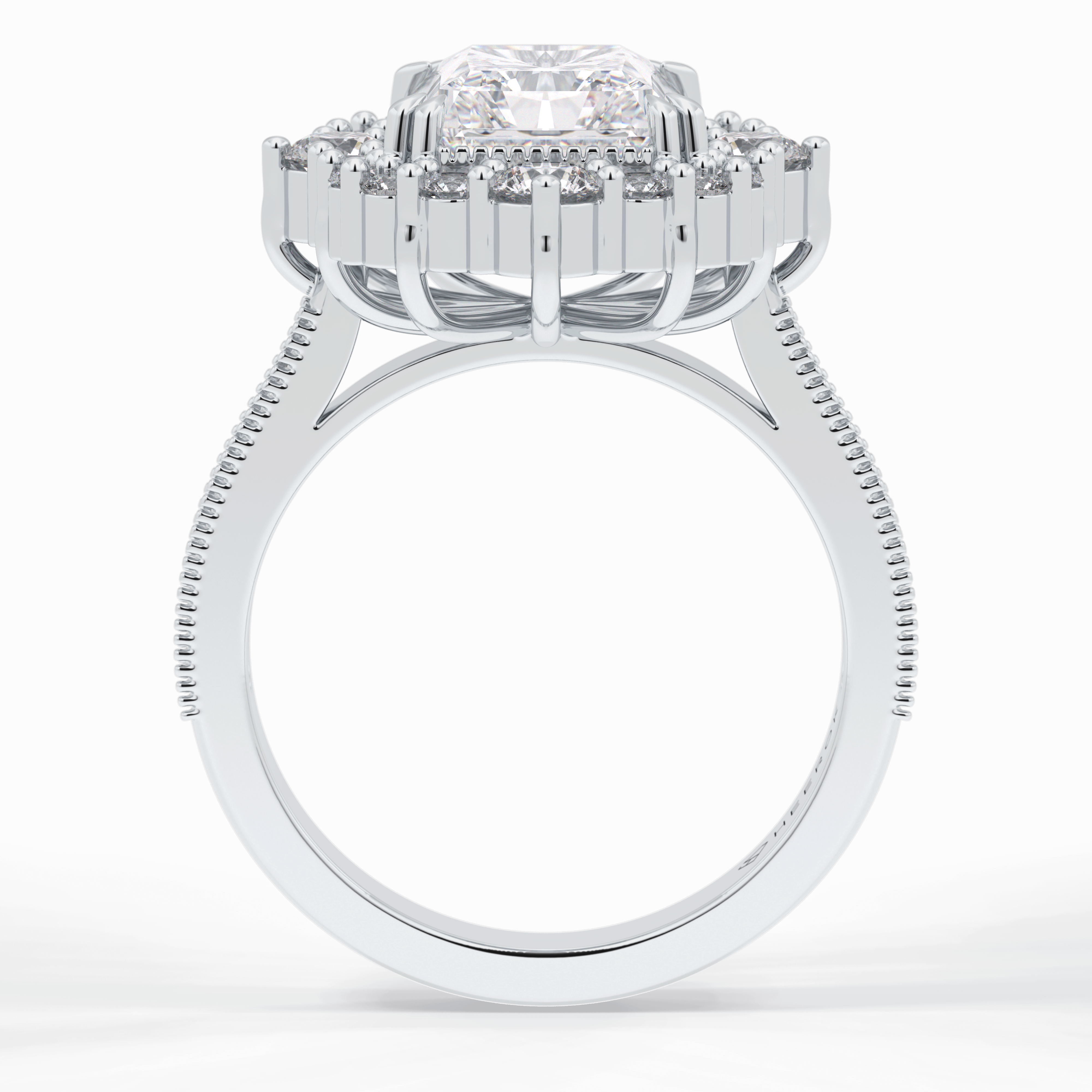 Lumina Crest 3.74 Carat Radiant VS1 Lab-Grown Halo Engagement Ring in 18K Gold