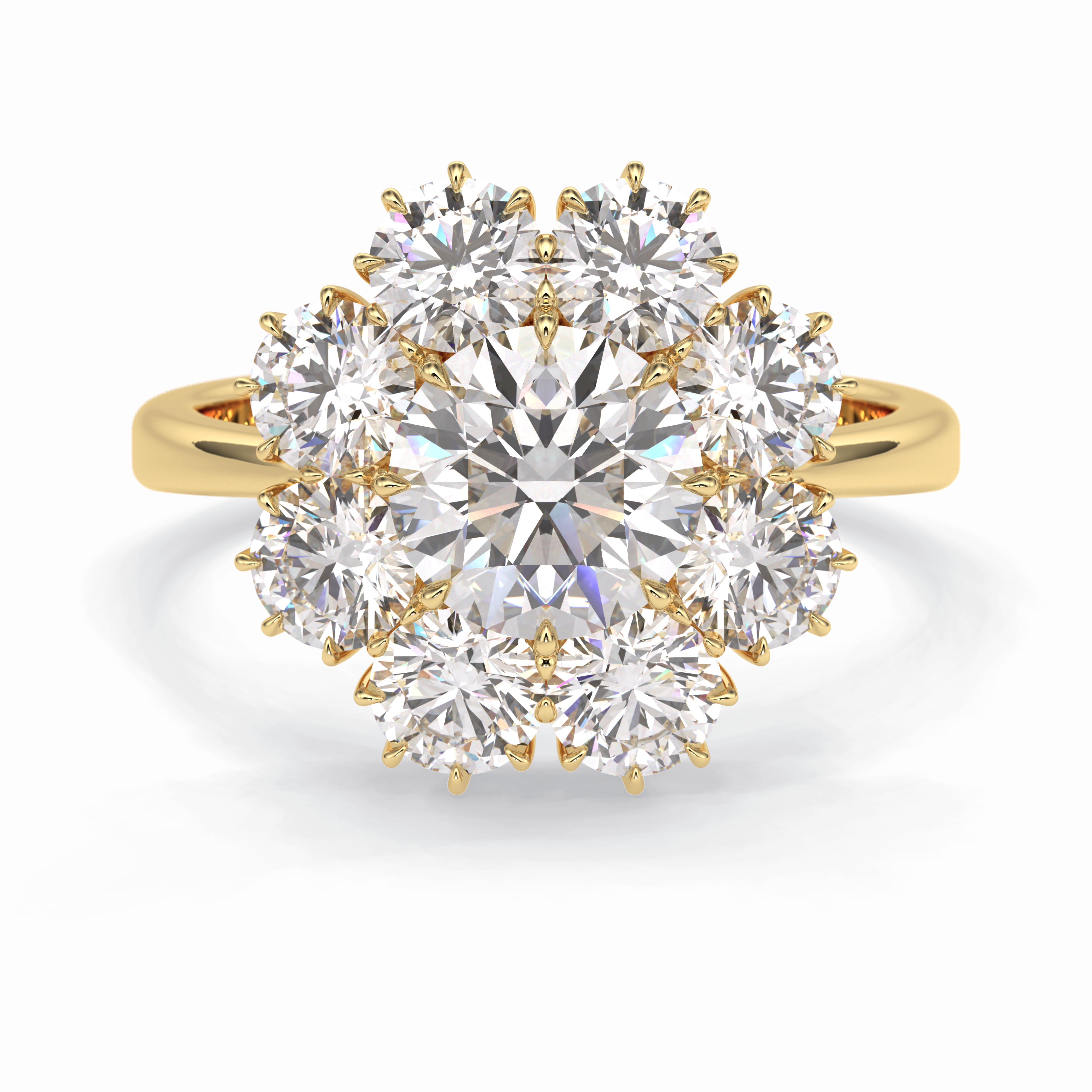 Starfire 1.34 Carat Round VS1 Lab-Grown Halo Engagement Ring in 18K Gold