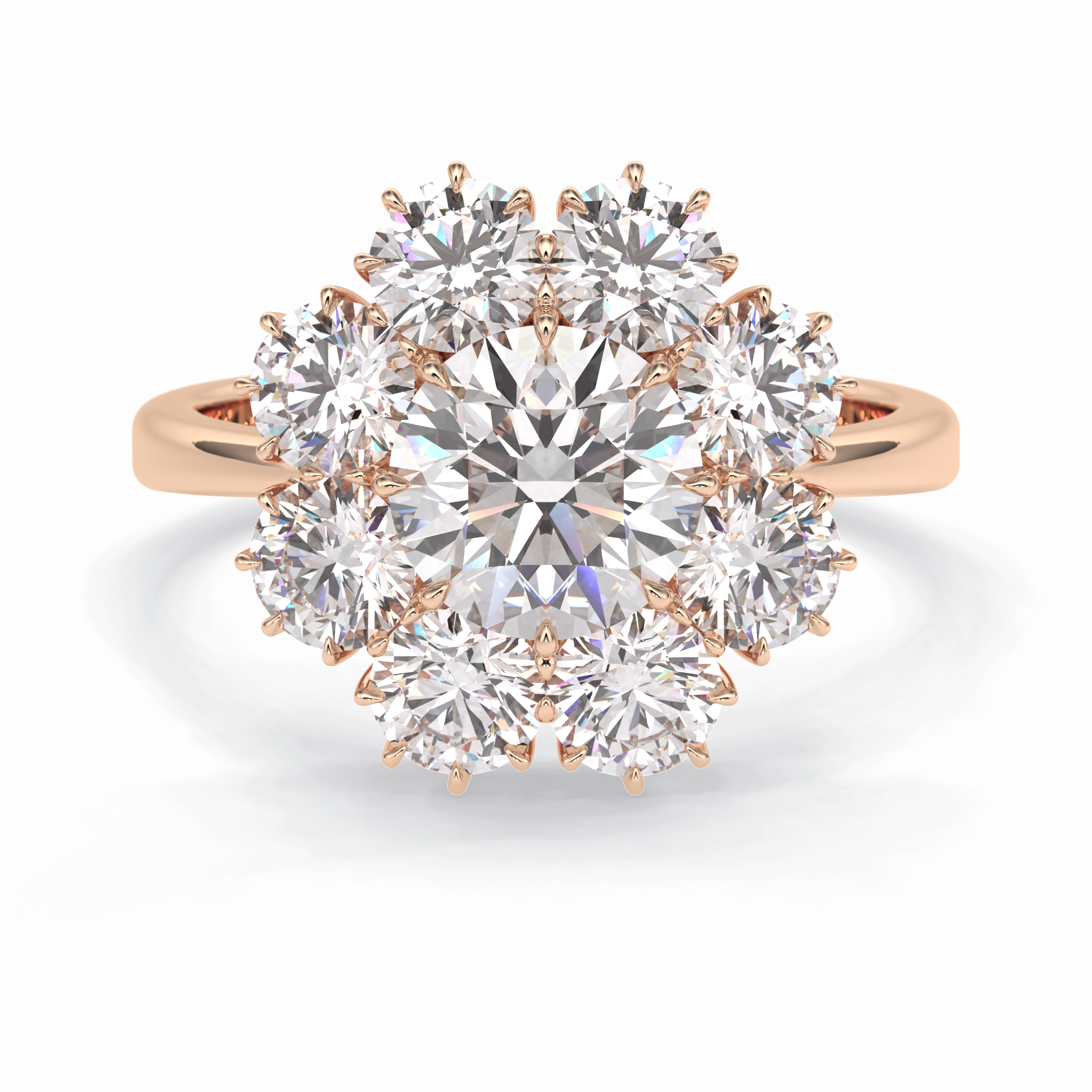 Starfire 1.34 Carat Round VS1 Lab-Grown Halo Engagement Ring in 18K Gold