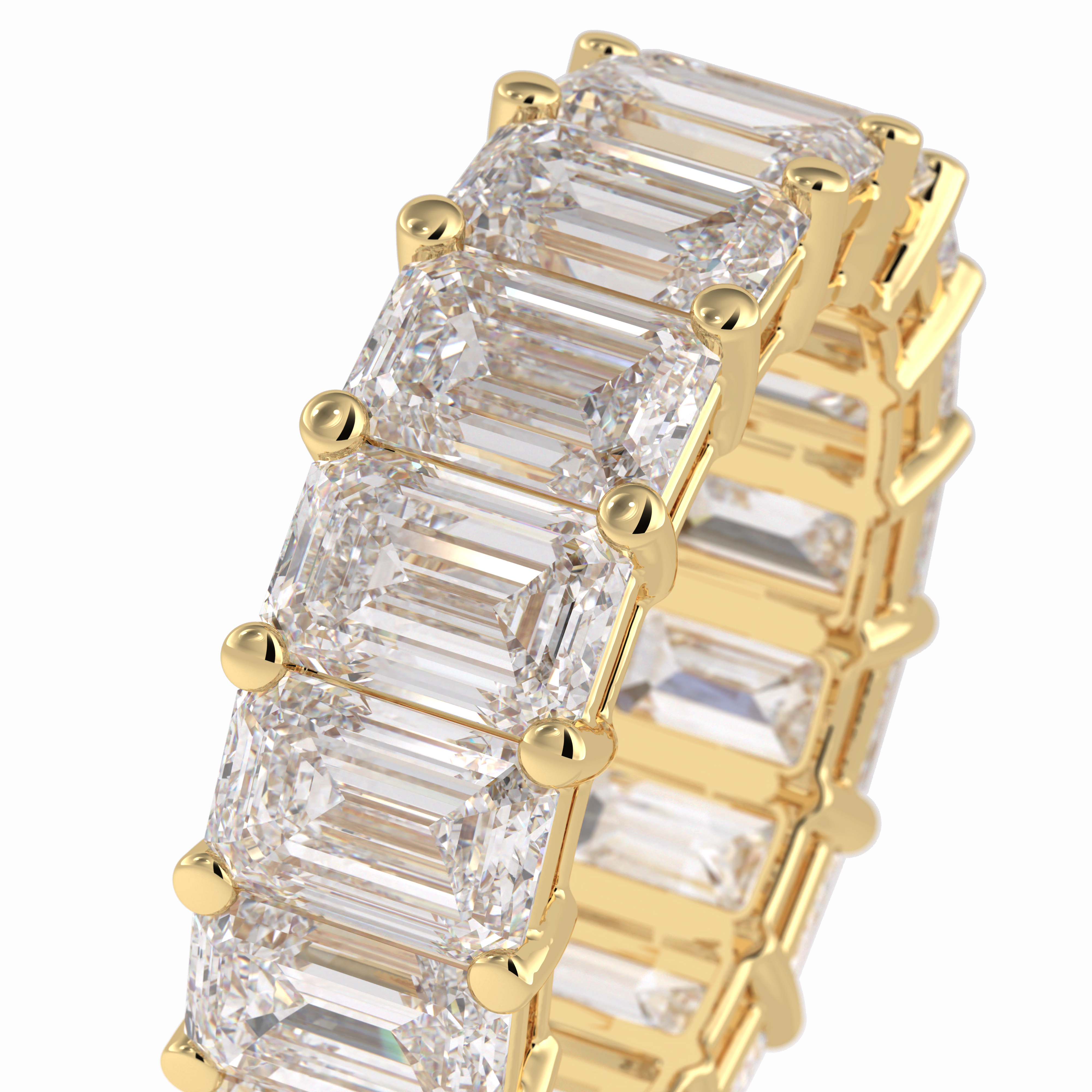 Harmony Spark 10.23 Carat Emerald VVS1 Full Eternity Lab-Grown Wedding Band in 18K Yellow Gold