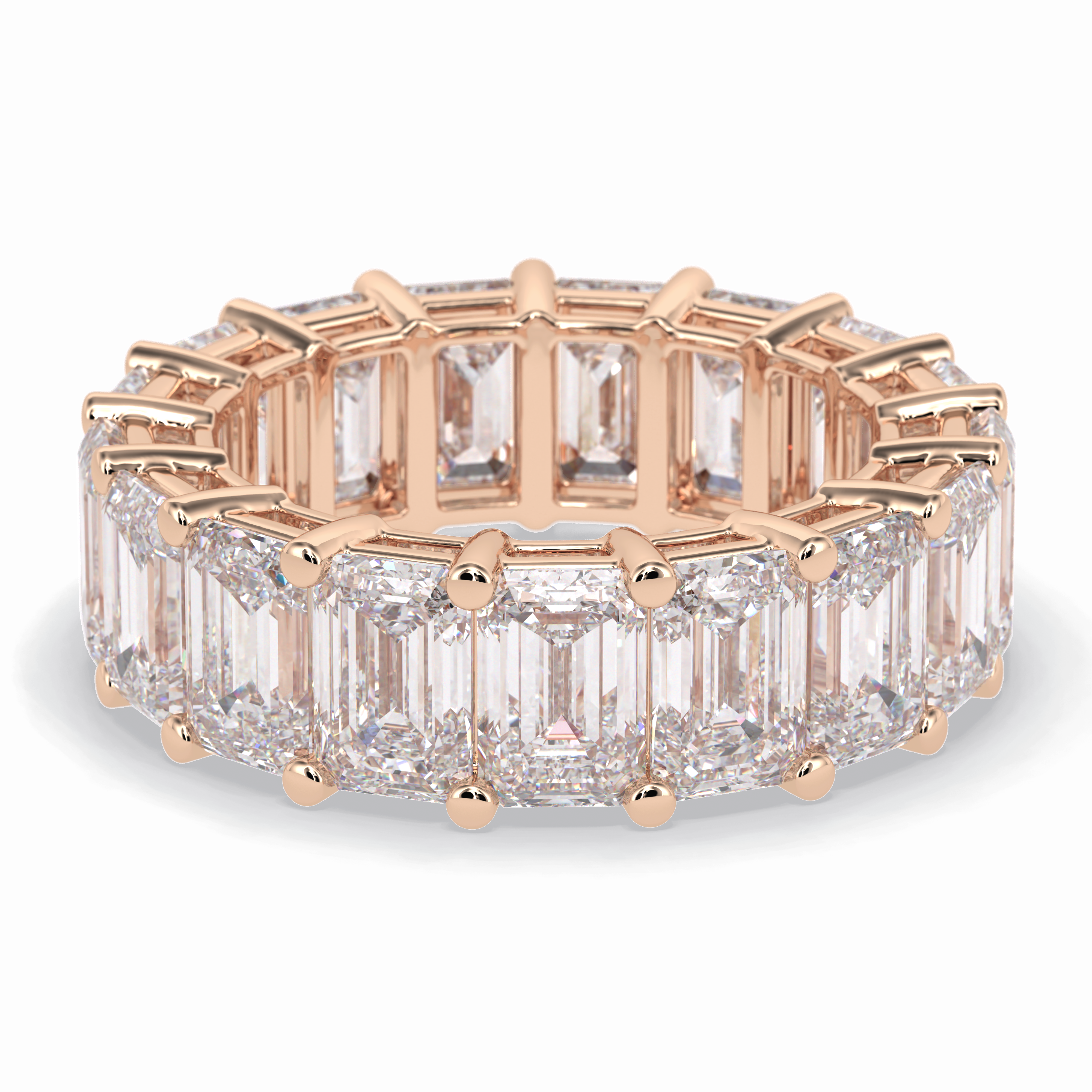 Harmony Spark 10.23 Carat Emerald VVS1 Full Eternity Lab-Grown Wedding Band in 18K Rose Gold