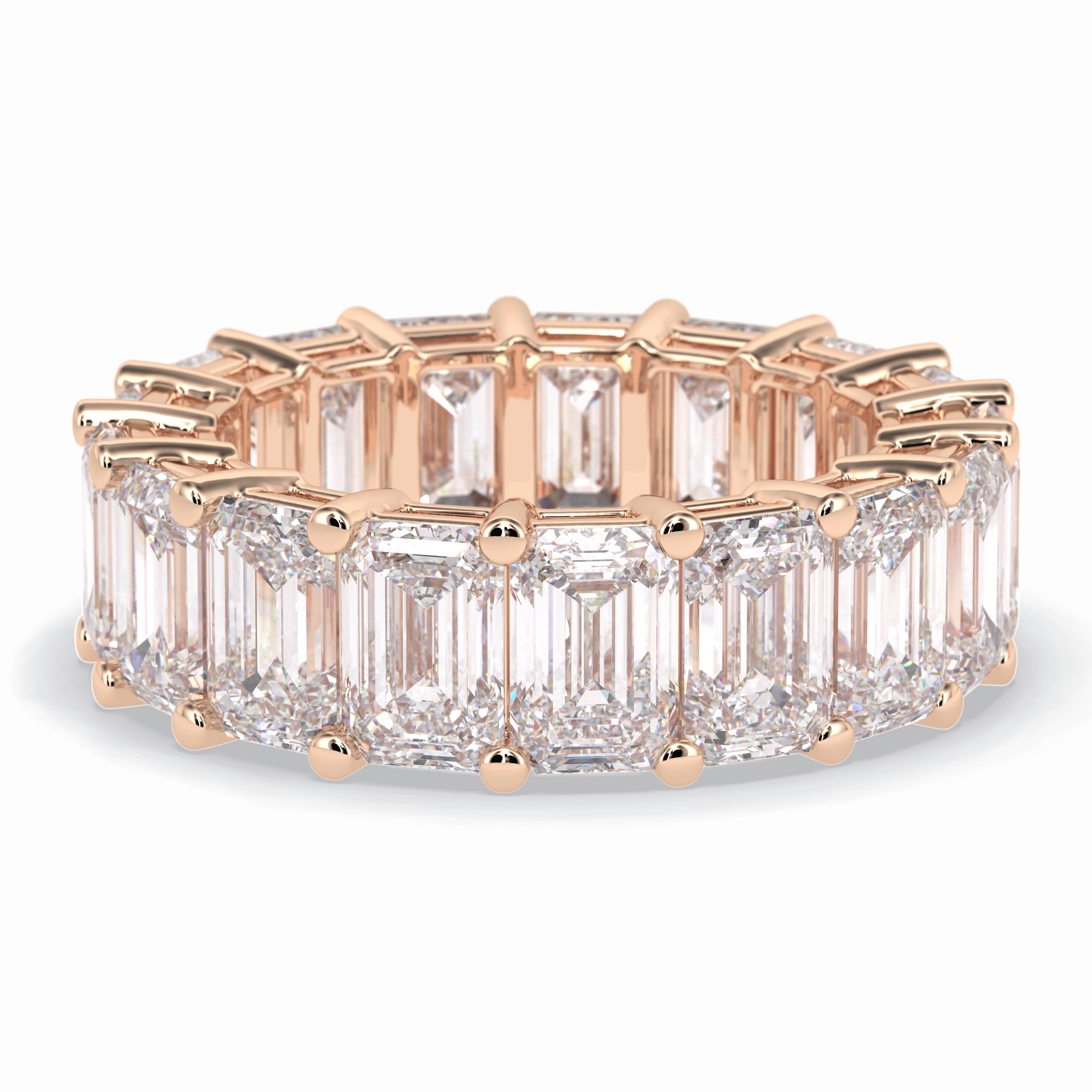 Harmony Spark 10.23 Carat Emerald VVS1 Full Eternity Lab-Grown Wedding Band in 18K Rose Gold