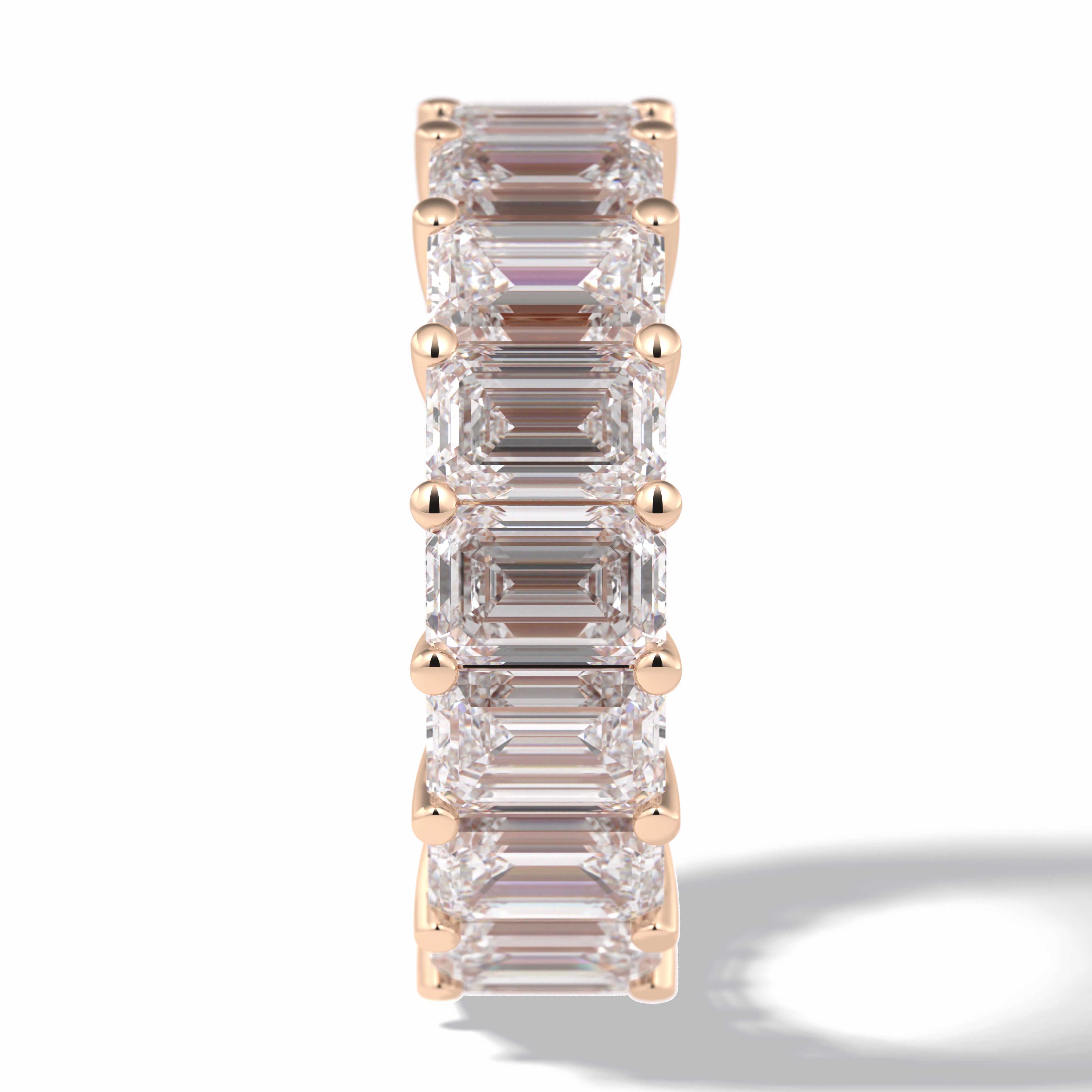 Harmony Spark 10.23 Carat Emerald VVS1 Full Eternity Lab-Grown Wedding Band in 18K Rose Gold