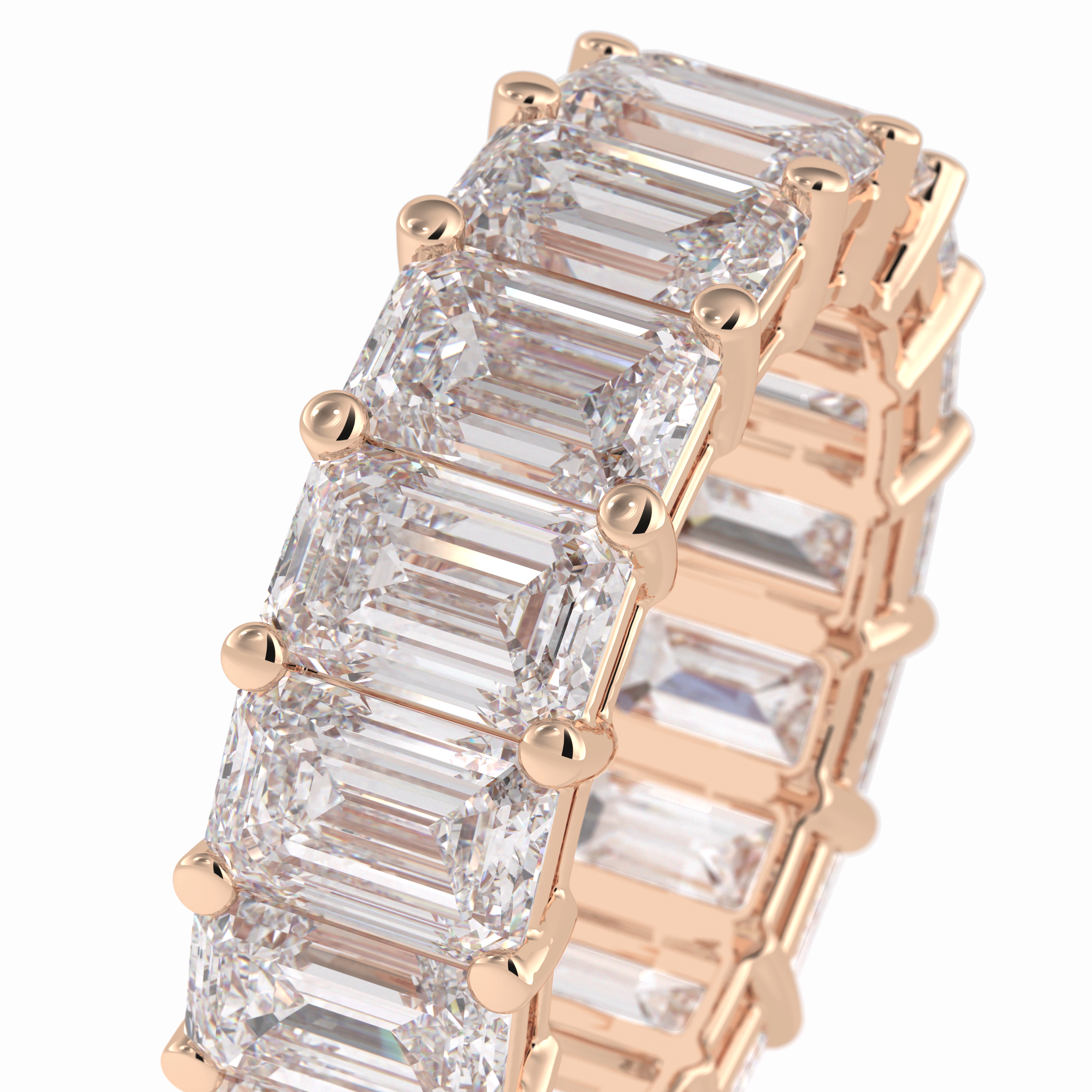 Harmony Spark 10.23 Carat Emerald VVS1 Full Eternity Lab-Grown Wedding Band in 18K Rose Gold