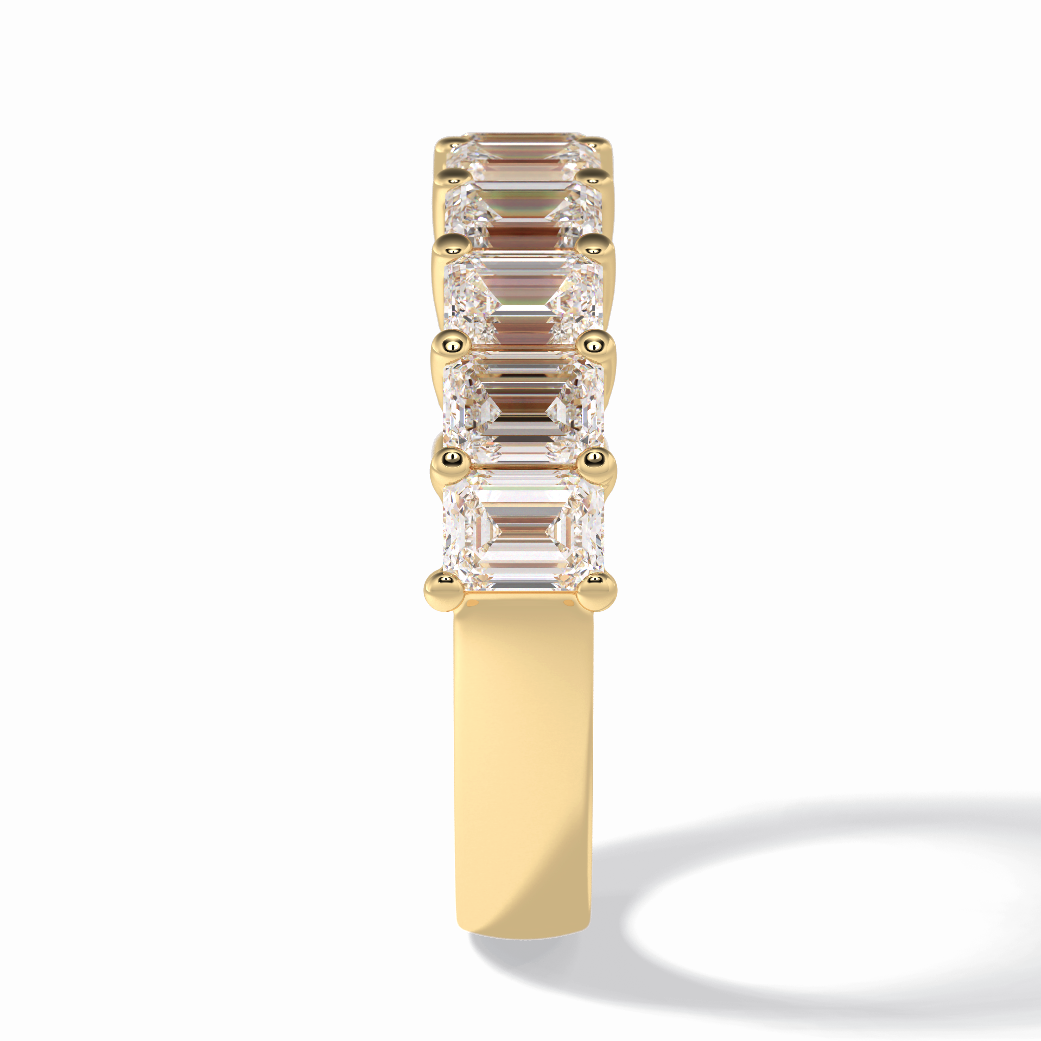 Regal Array 2.26 Carat Emerald VVS1 Half Eternity Lab-Grown Wedding Band in 18K Yellow Gold