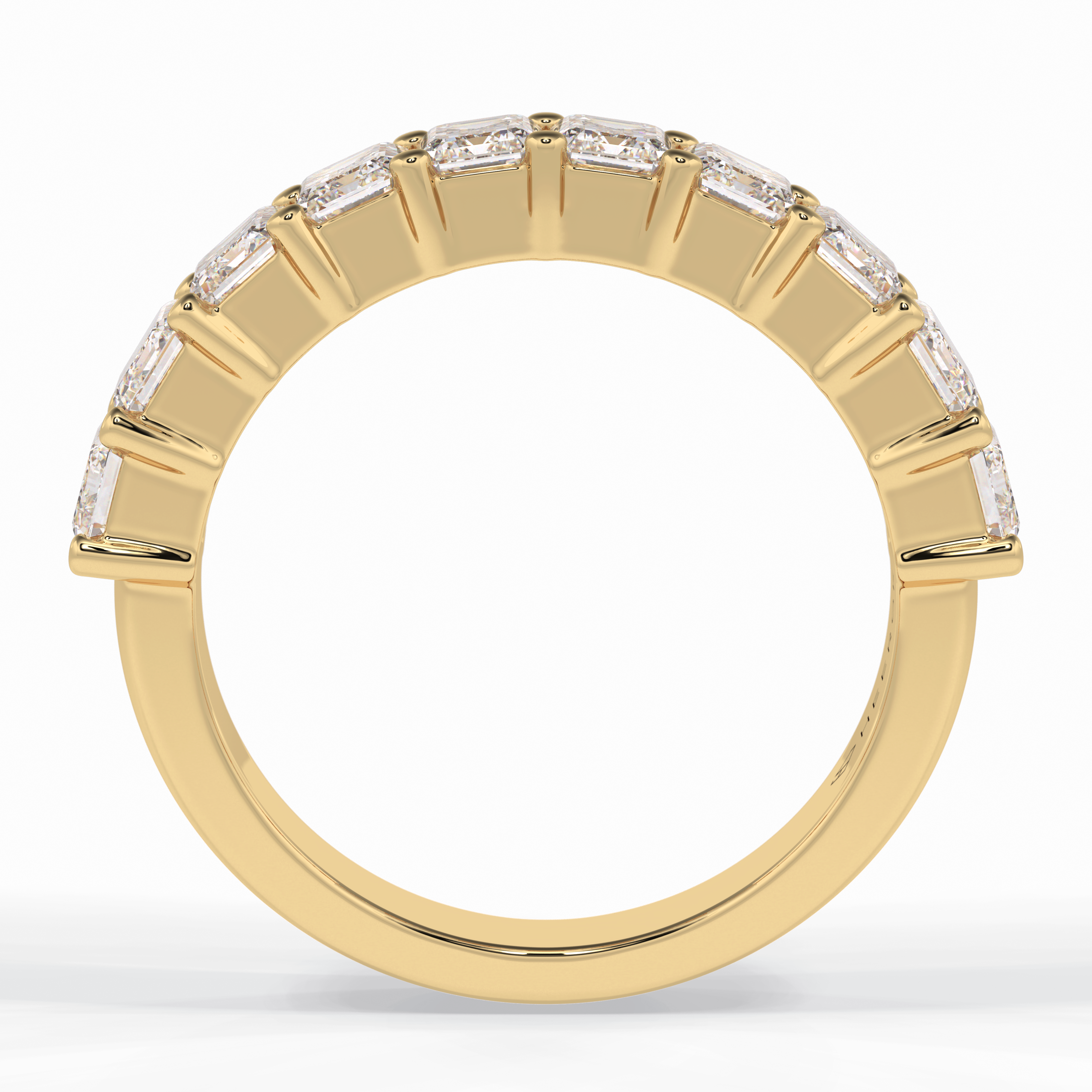 Regal Array 2.26 Carat Emerald VVS1 Half Eternity Lab-Grown Wedding Band in 18K Yellow Gold