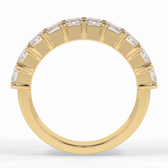 Regal Array 2.26 Carat Emerald VVS1 Half Eternity Lab-Grown Wedding Band in 18K Yellow Gold