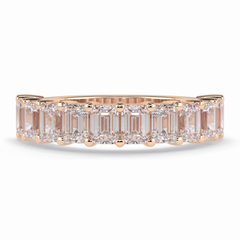 Regal Array 2.26 Carat Emerald VVS1 Half Eternity Lab-Grown Wedding Band in 18K Rose Gold