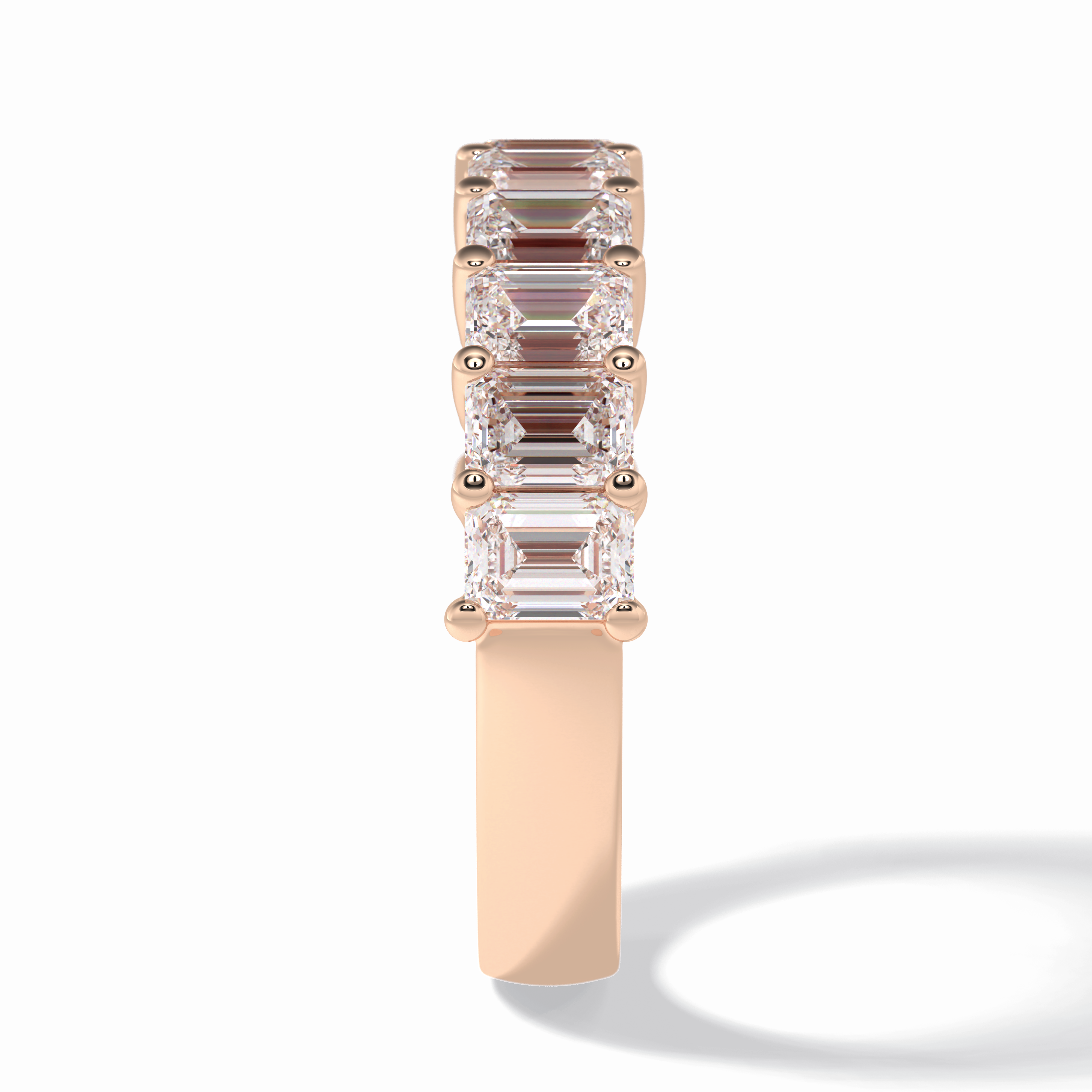 Regal Array 2.26 Carat Emerald VVS1 Half Eternity Lab-Grown Wedding Band in 18K Rose Gold