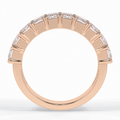 Regal Array 2.26 Carat Emerald VVS1 Half Eternity Lab-Grown Wedding Band in 18K Rose Gold