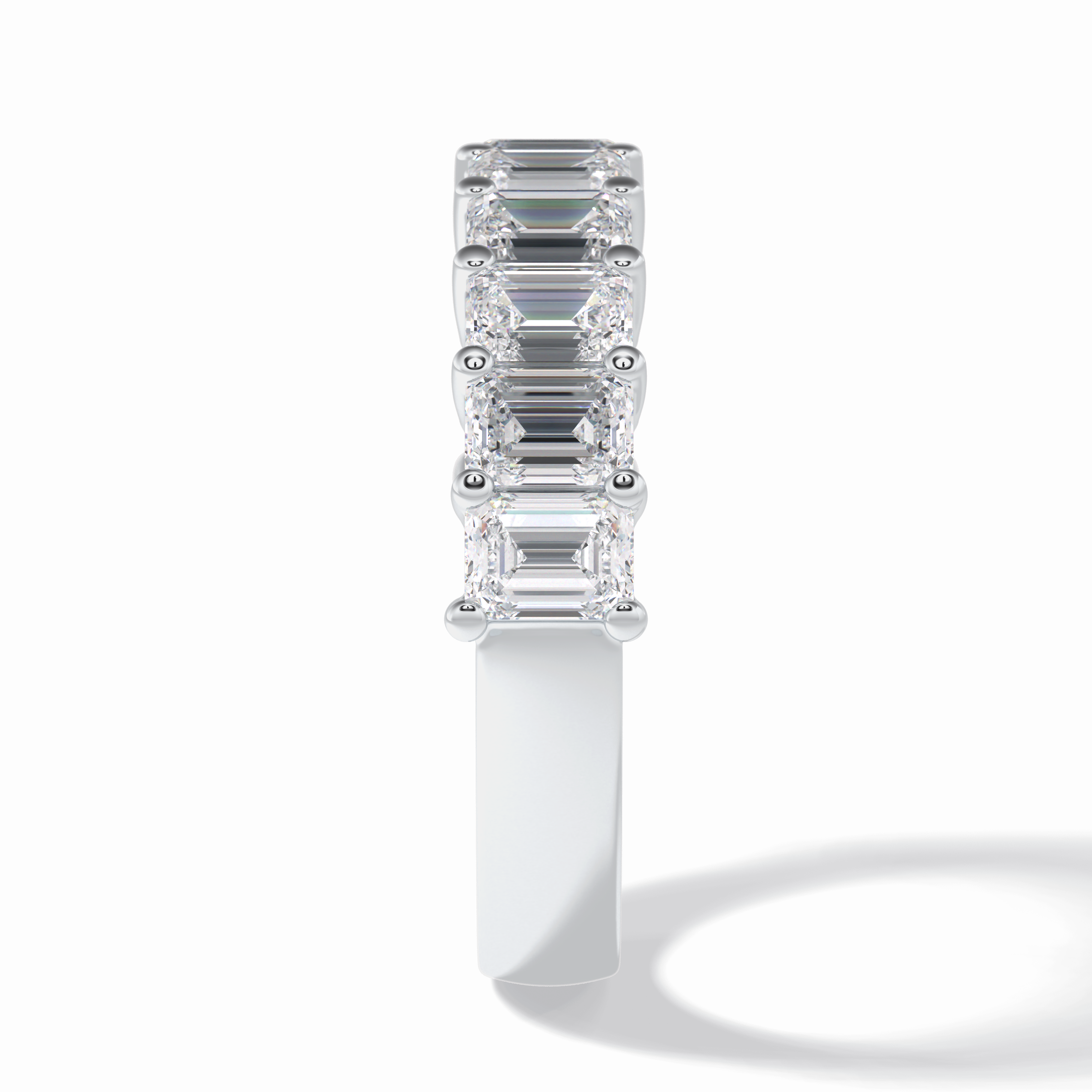 Regal Array 2.26 Carat Emerald VVS1 Half Eternity Lab-Grown Wedding Band in 18K White Gold