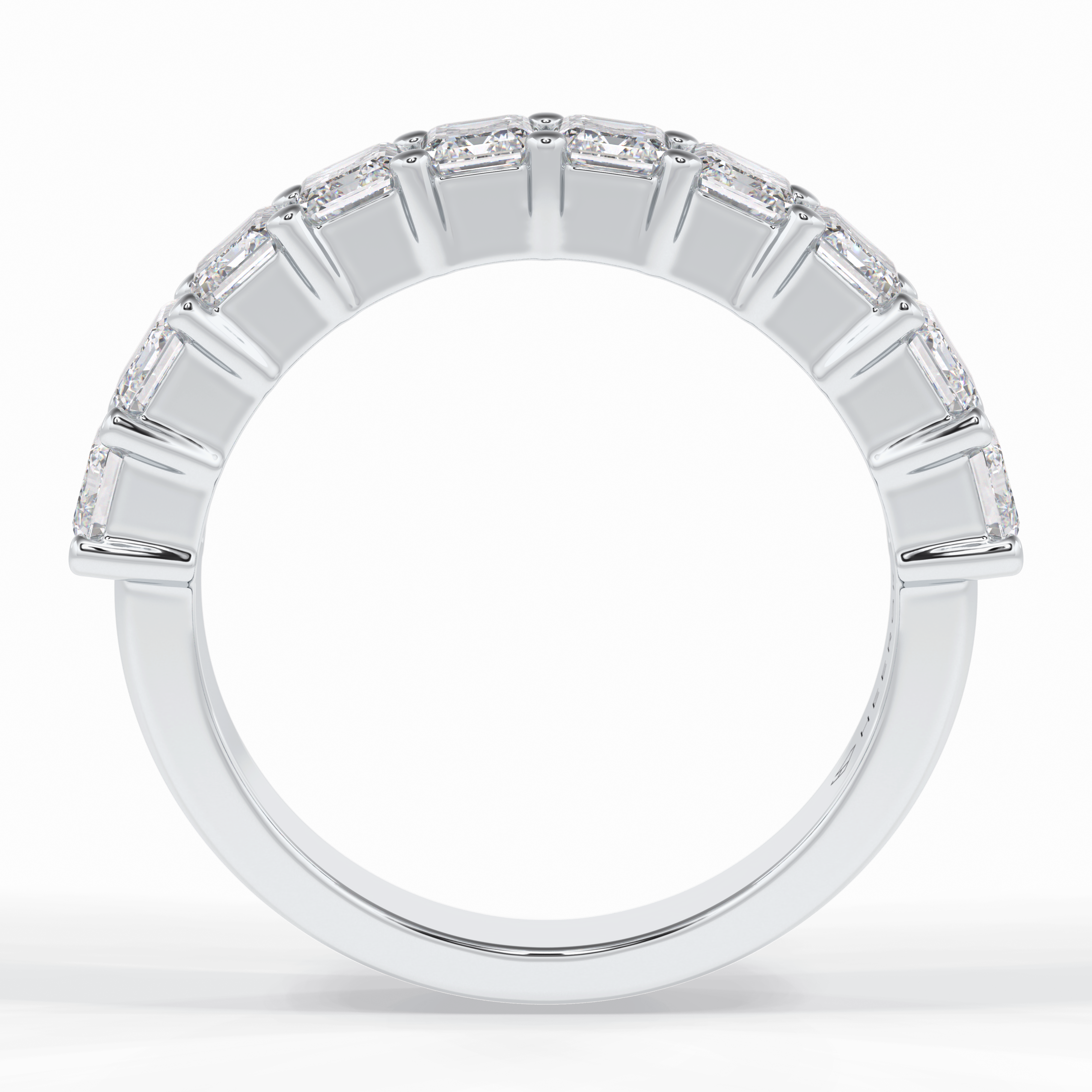 Regal Array 2.26 Carat Emerald VVS1 Half Eternity Lab-Grown Wedding Band in 18K White Gold