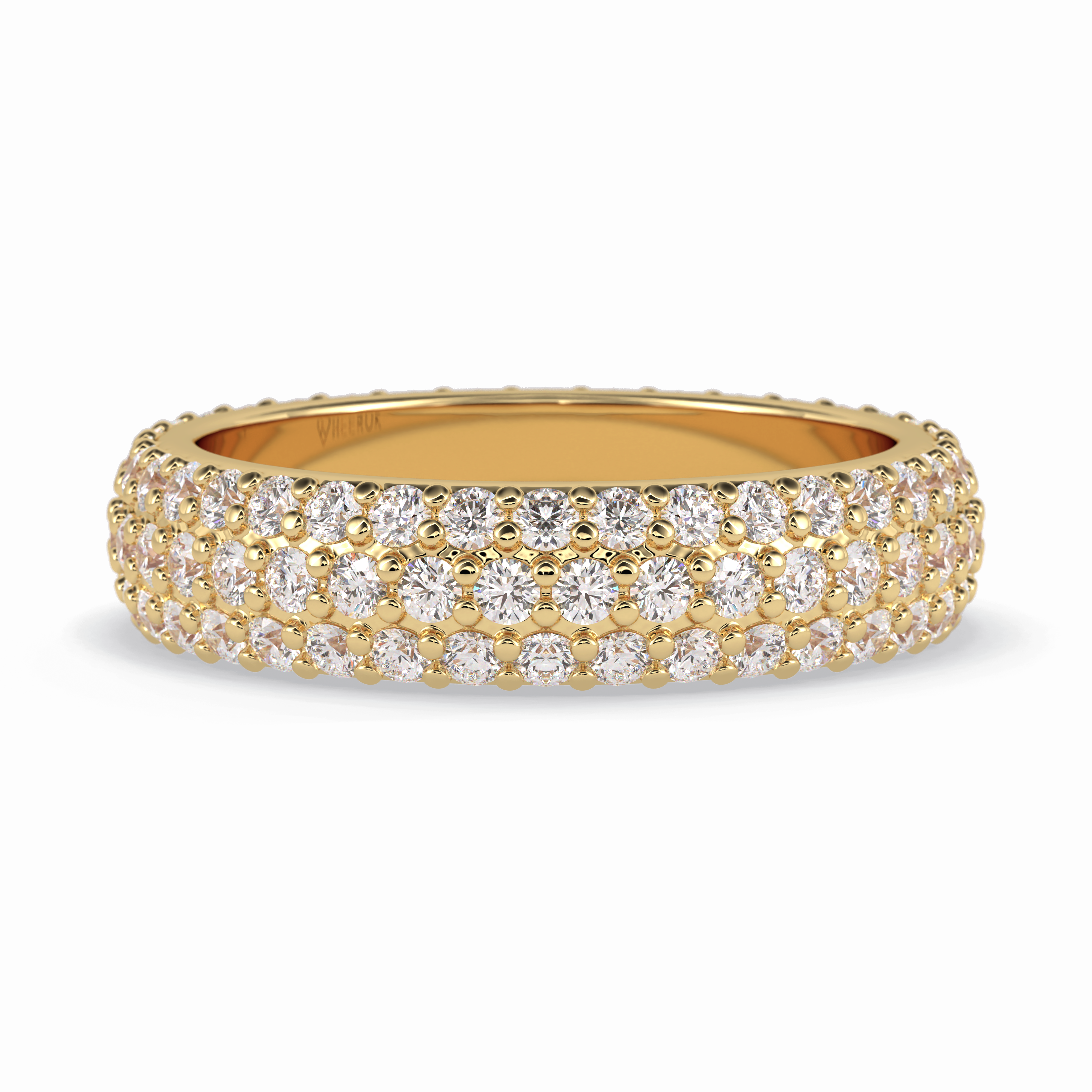 Luminous Coronet 1.36 Carat Round VVS1 Half Eternity Lab-Grown Wedding Band in 18K Yellow Gold