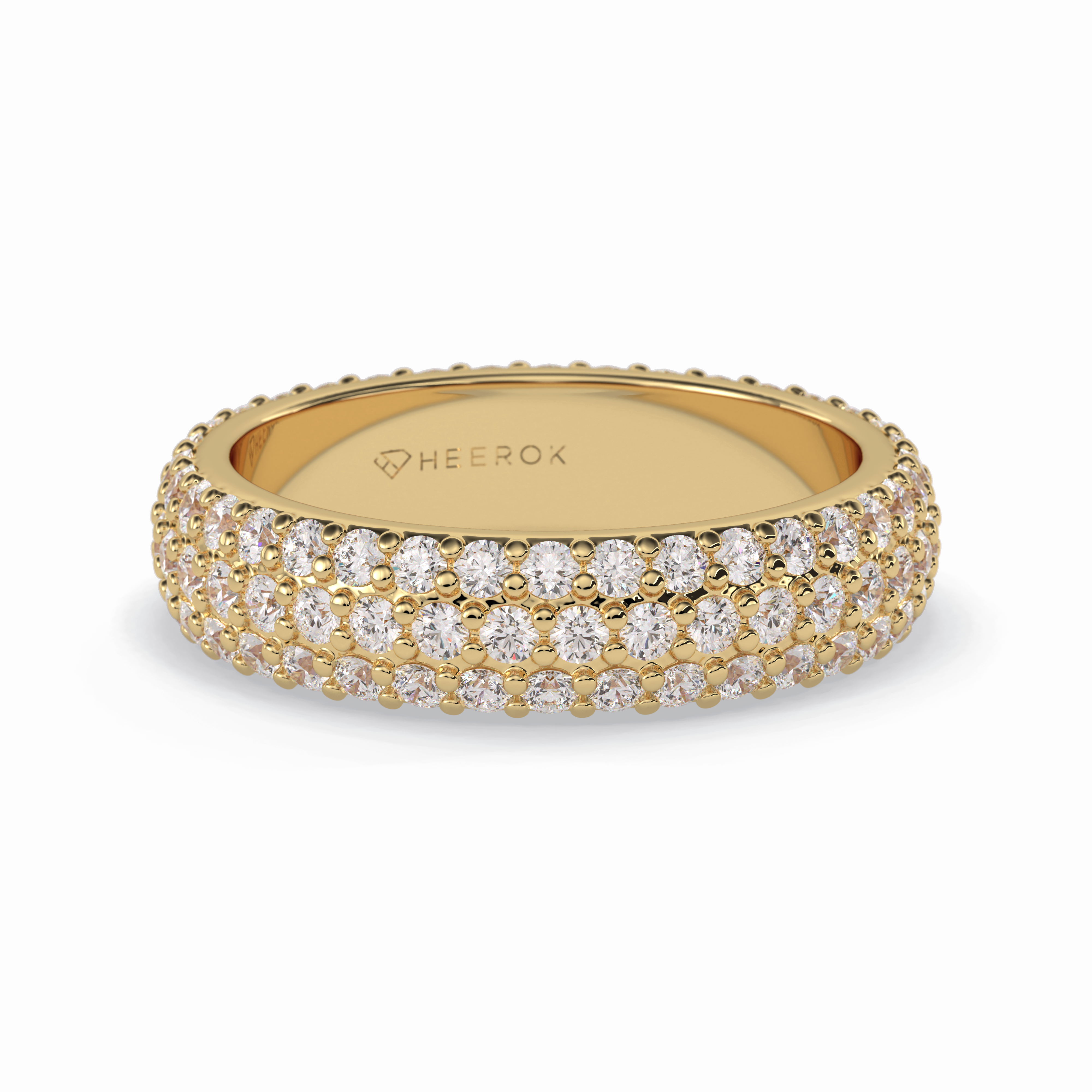 Luminous Coronet 1.36 Carat Round VVS1 Half Eternity Lab-Grown Wedding Band in 18K Yellow Gold