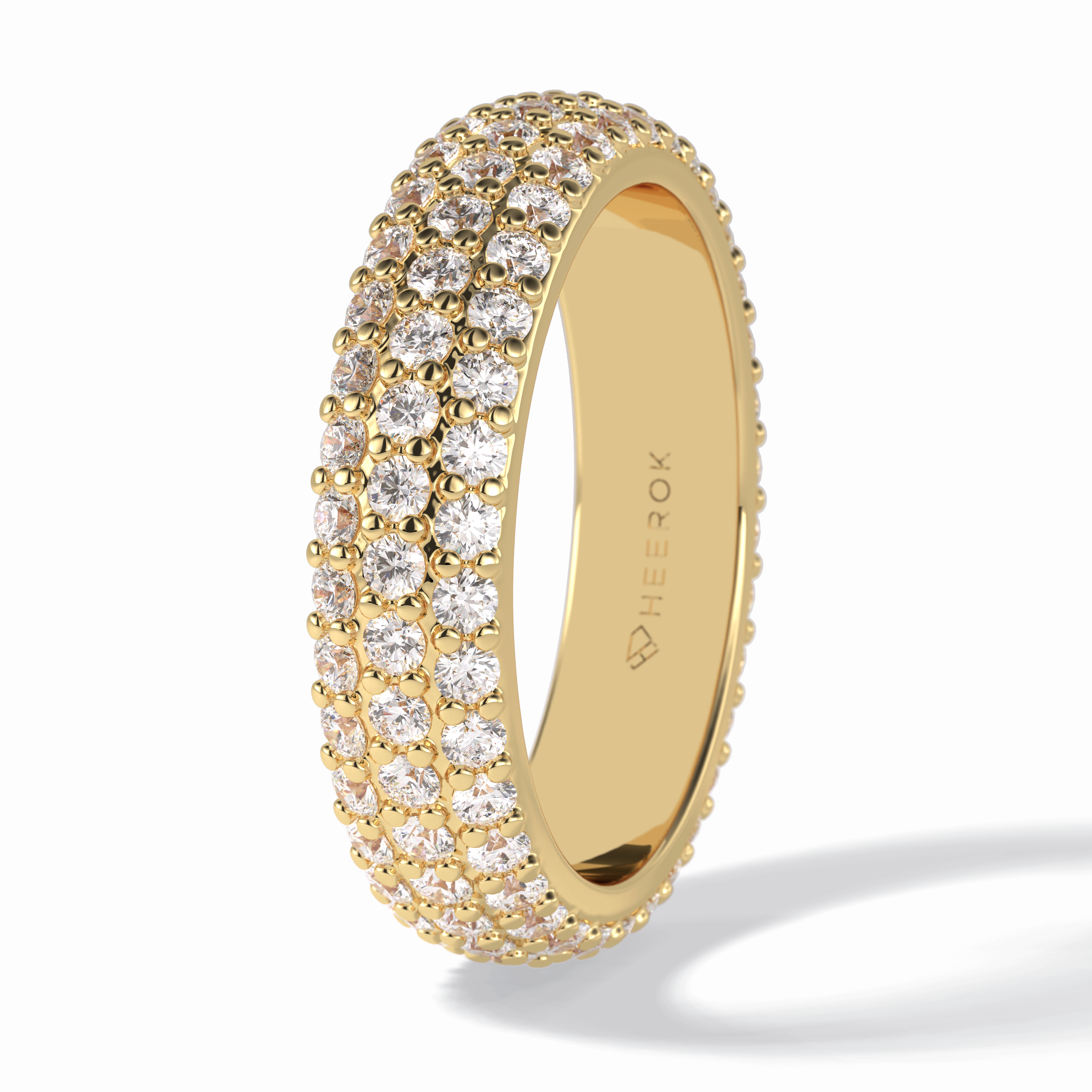 Luminous Coronet 1.36 Carat Round VVS1 Half Eternity Lab-Grown Wedding Band in 18K Yellow Gold