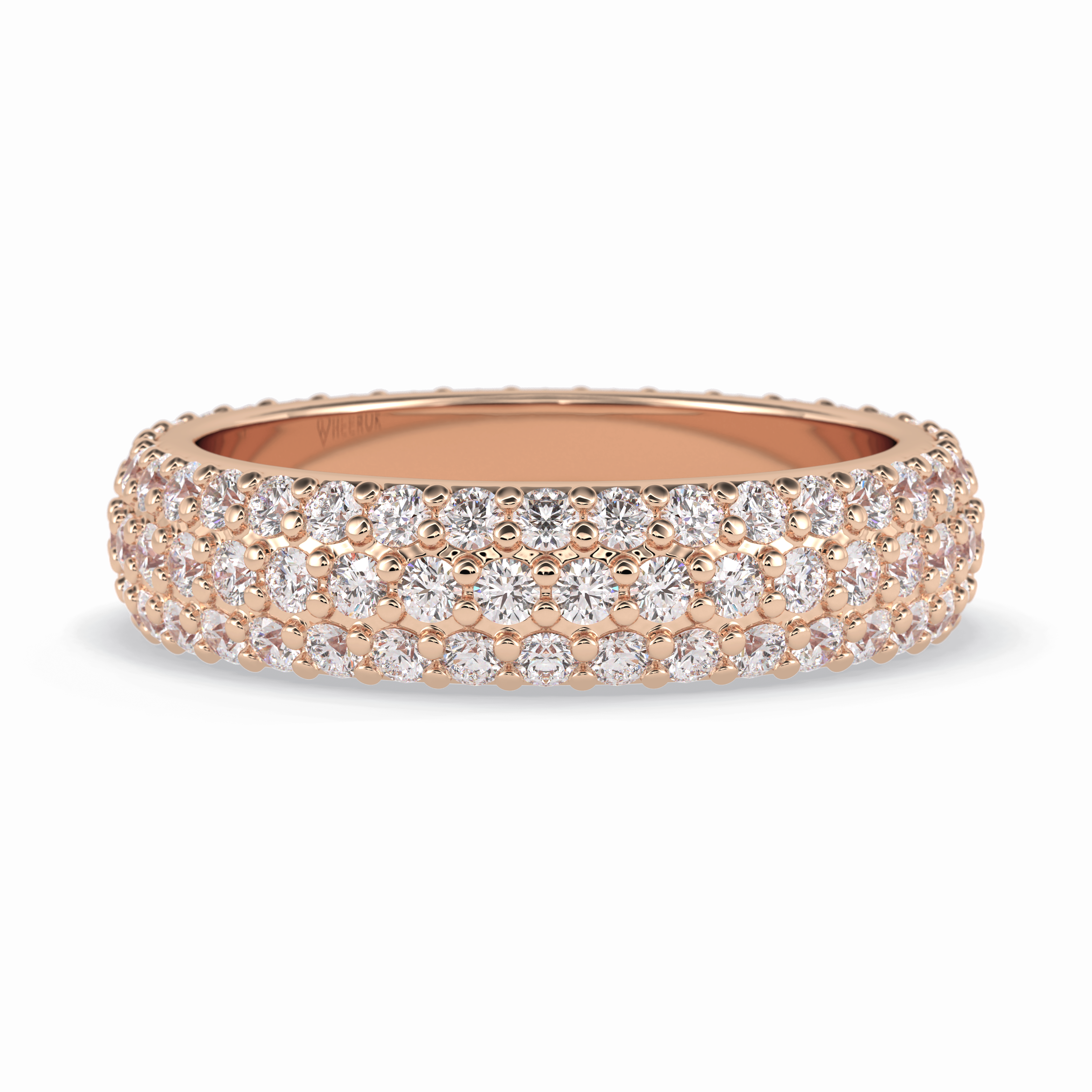 Luminous Coronet 1.36 Carat Round VVS1 Half Eternity Lab-Grown Wedding Band in 18K Rose Gold