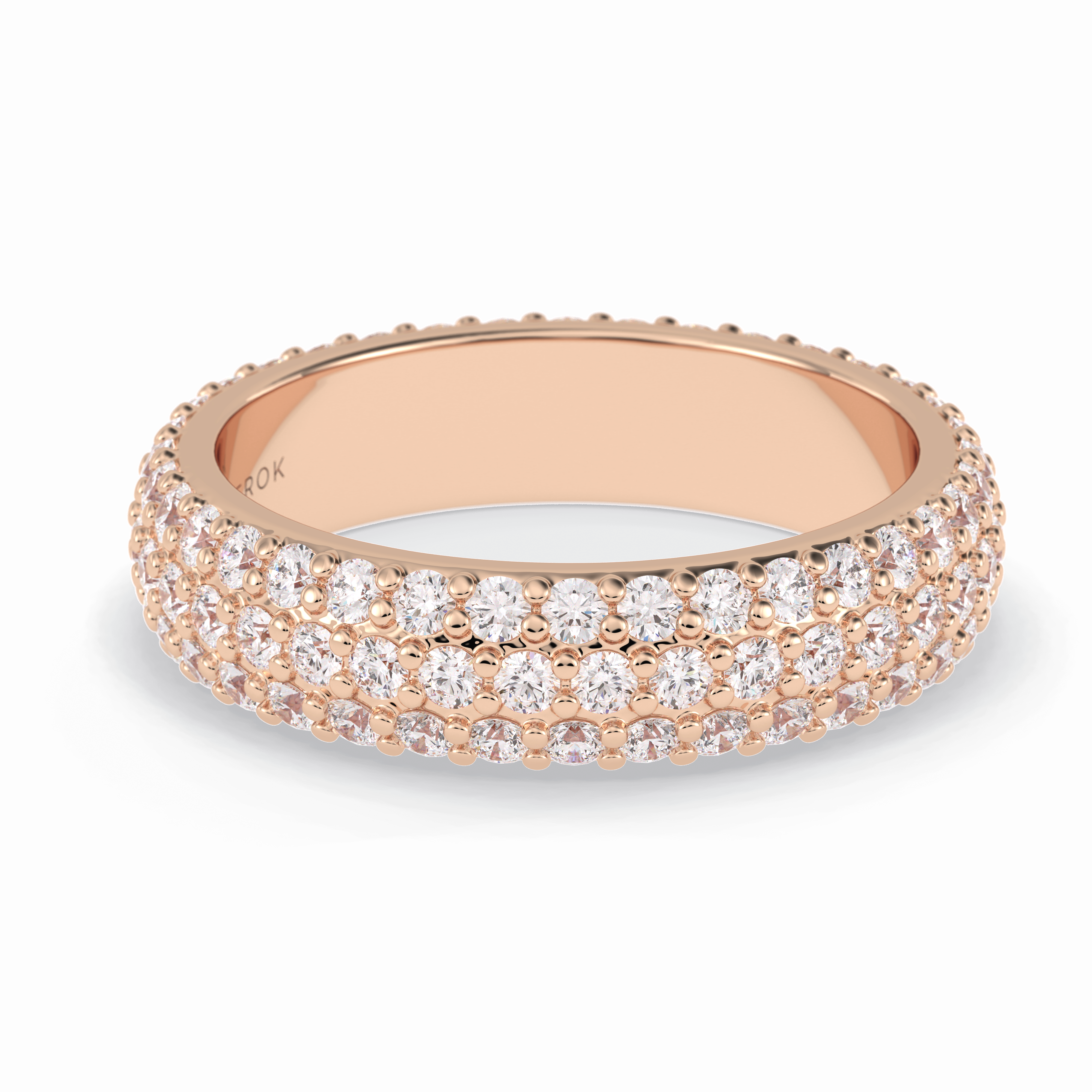 Luminous Coronet 1.36 Carat Round VVS1 Half Eternity Lab-Grown Wedding Band in 18K Rose Gold