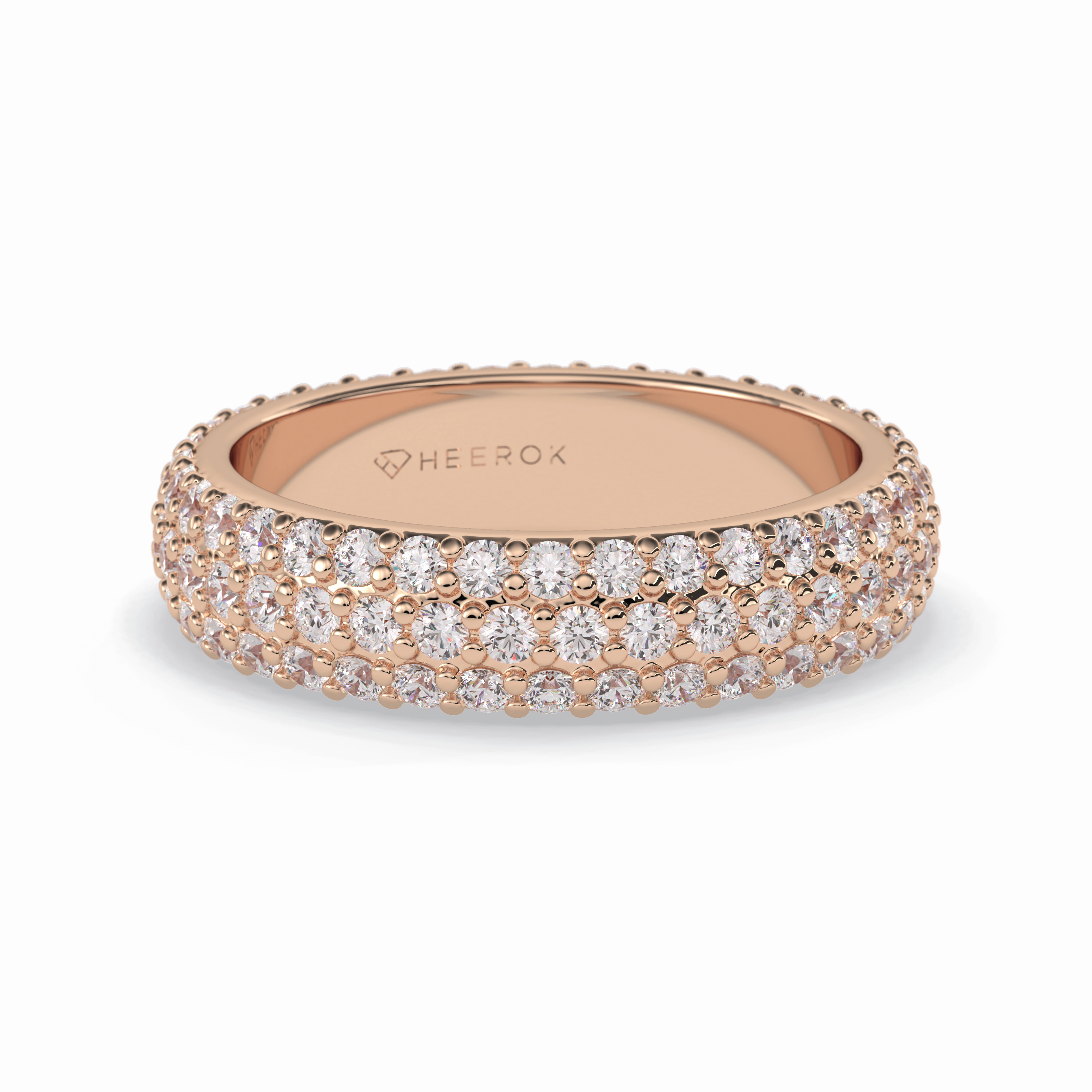 Luminous Coronet 1.36 Carat Round VVS1 Half Eternity Lab-Grown Wedding Band in 18K Rose Gold